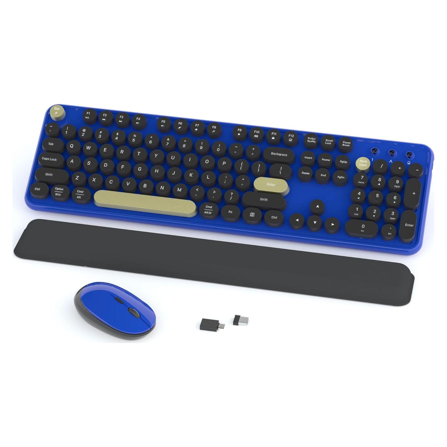 Combo Teclado y Ratón Inalámbricos Retro Azul Joya - S801AG