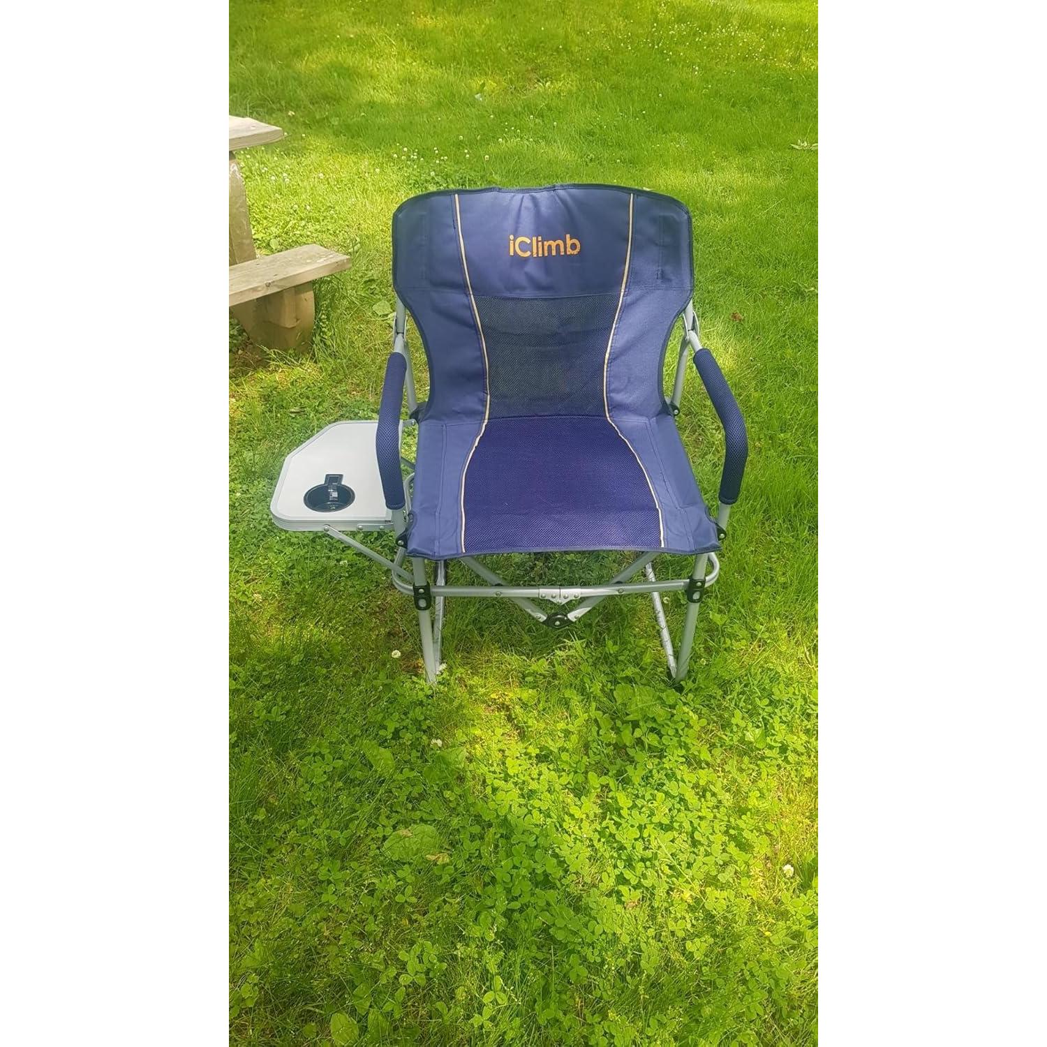Silla de Camping Plegable iClimb Heavy Duty con Mesa Lateral