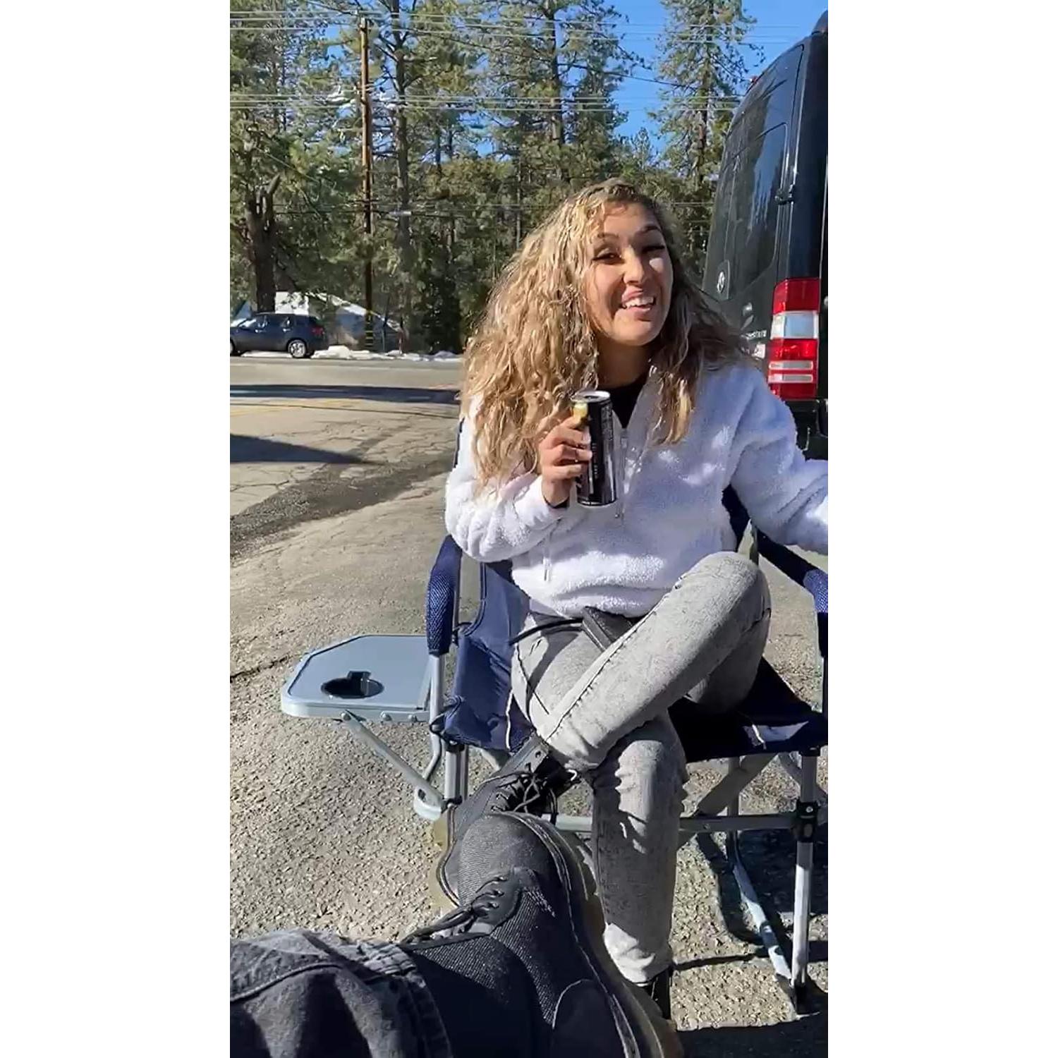 Silla de Camping Plegable iClimb Heavy Duty con Mesa Lateral