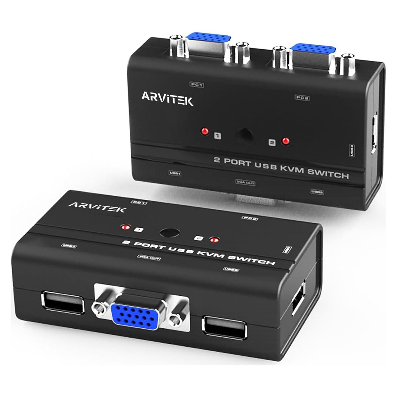 Interruptor KVM VGA 2 Puertos Arvitek AT-260KL USB