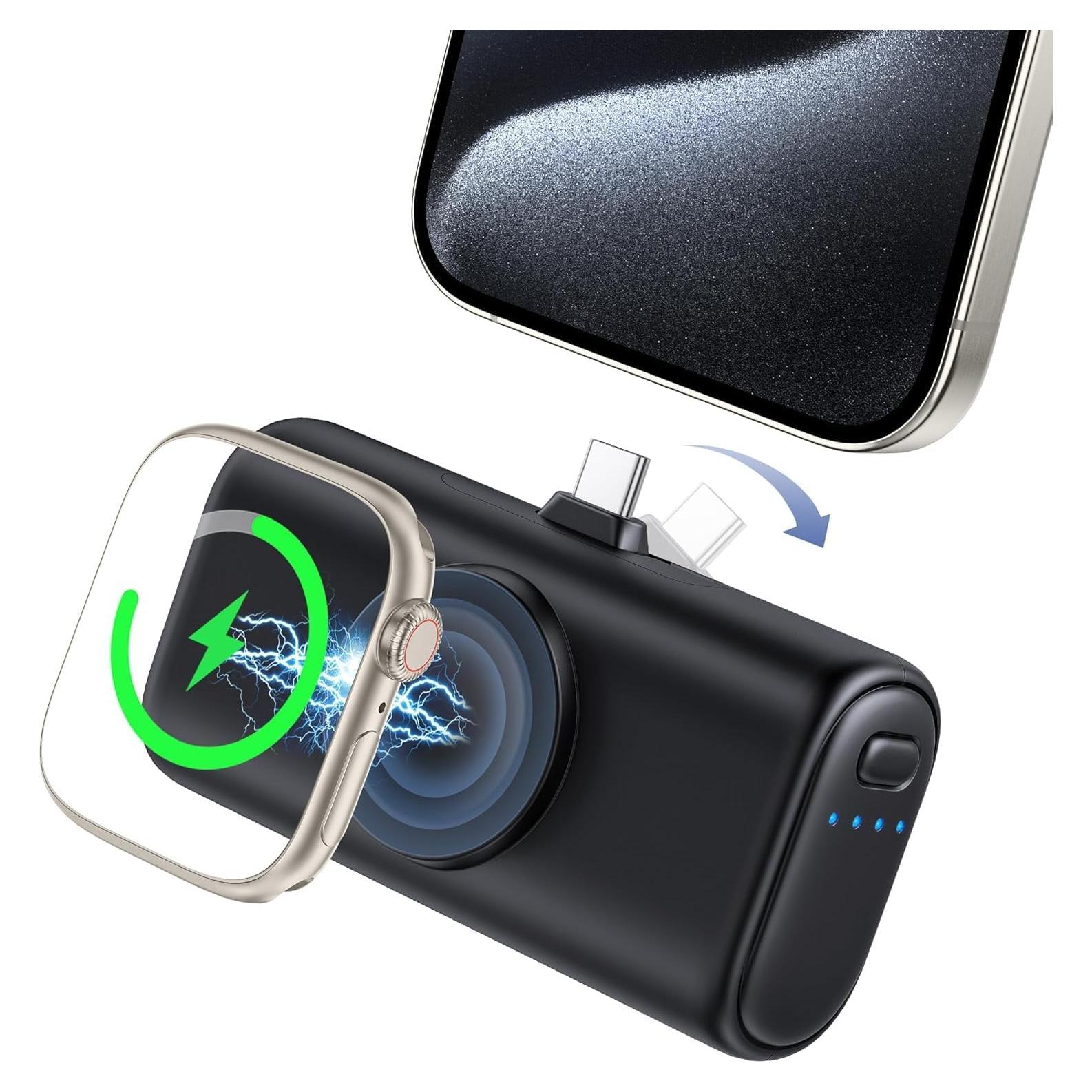 Cargador Portátil RORRY 5000mAh USB-C para iPhone y Apple Watch