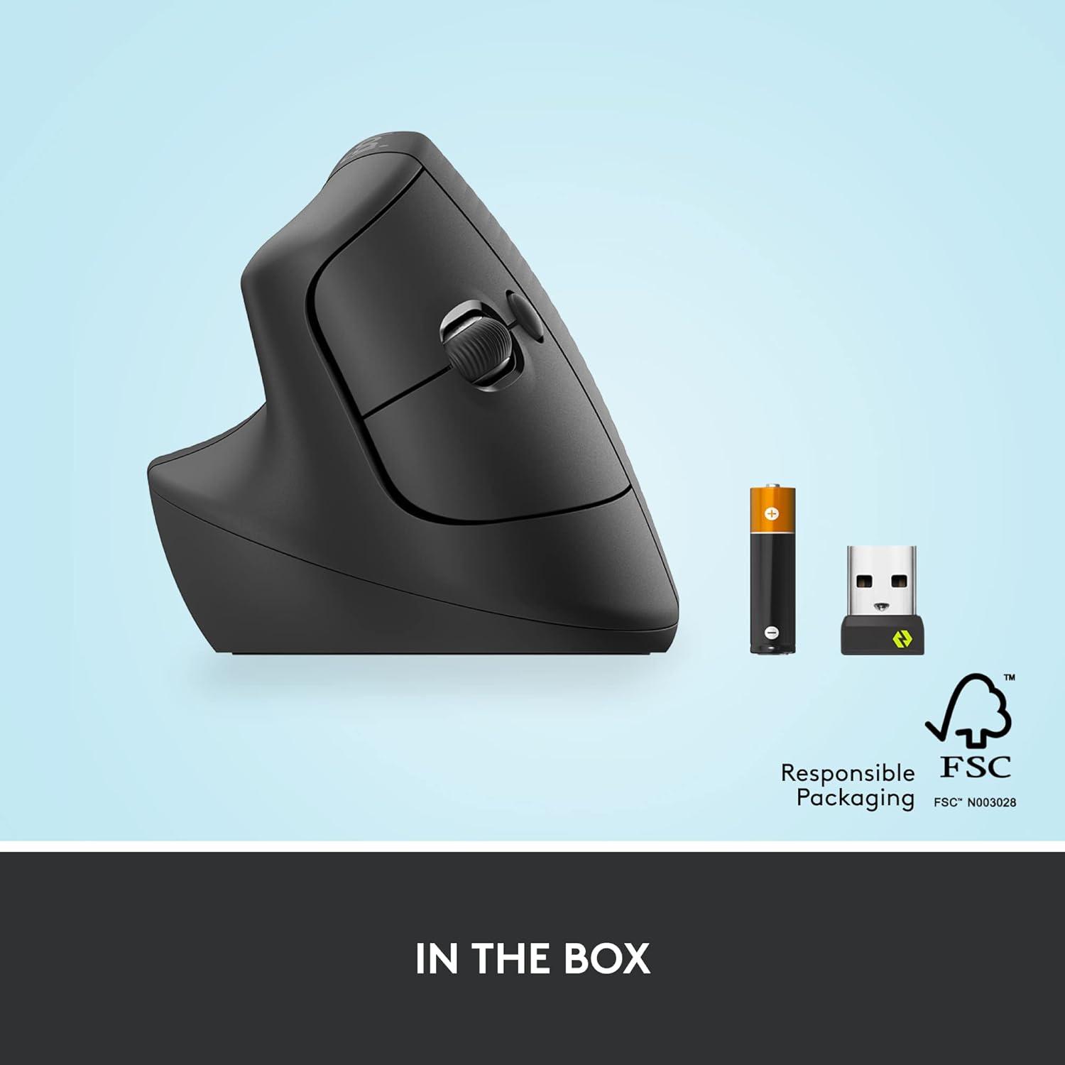 Mouse Ergonómico Vertical Logitech Lift para Mano Izquierda - Inalámbrico Bluetooth