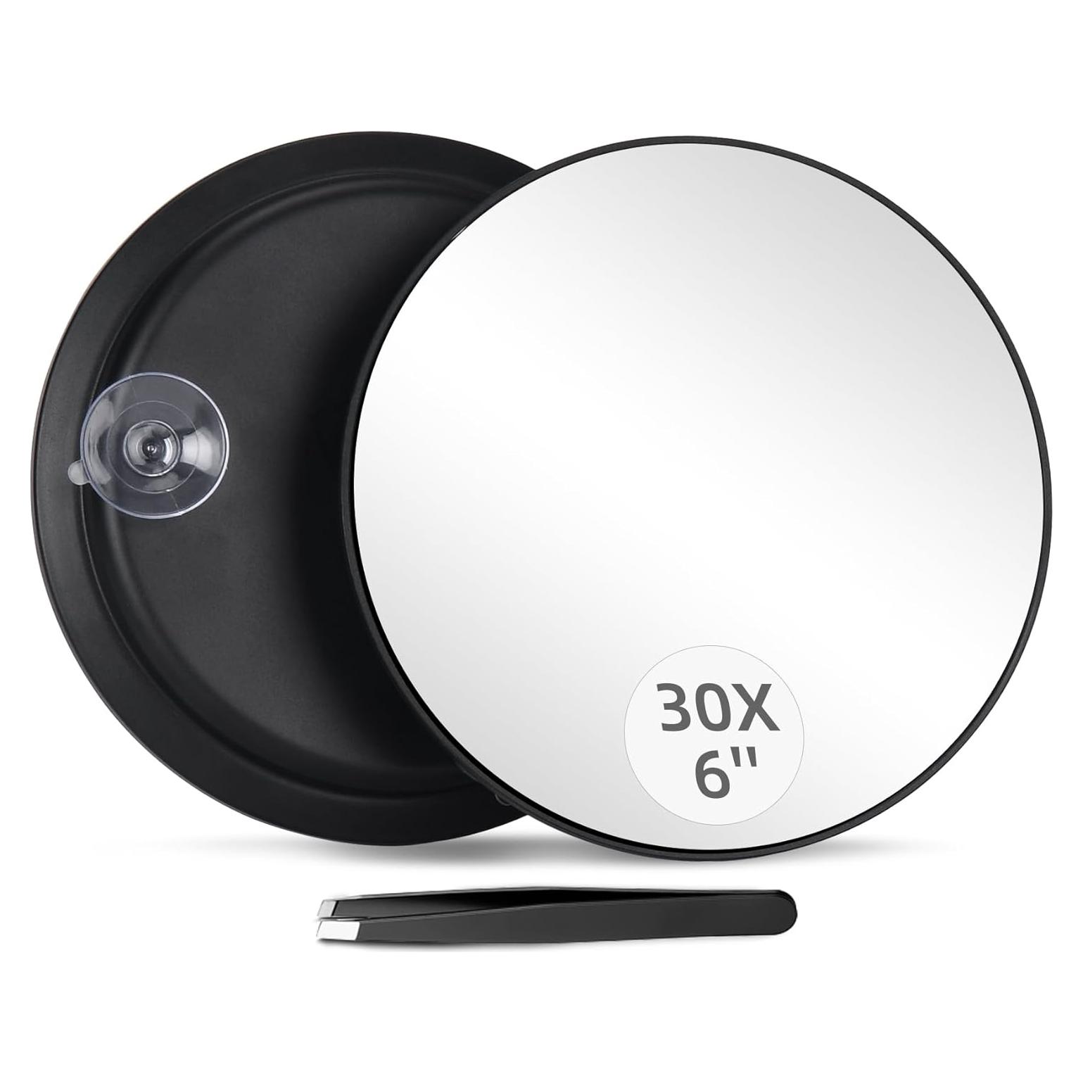 Espejo de Aumento 30X Jadazror 15.24 cm con Ventosas y Pinzas