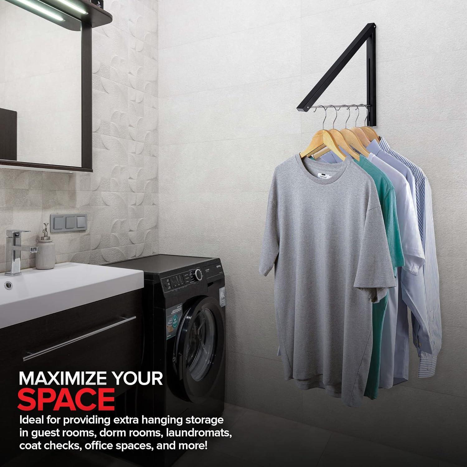 Perchero Plegable Montado en Pared Stock Your Home Negro 27.2kg