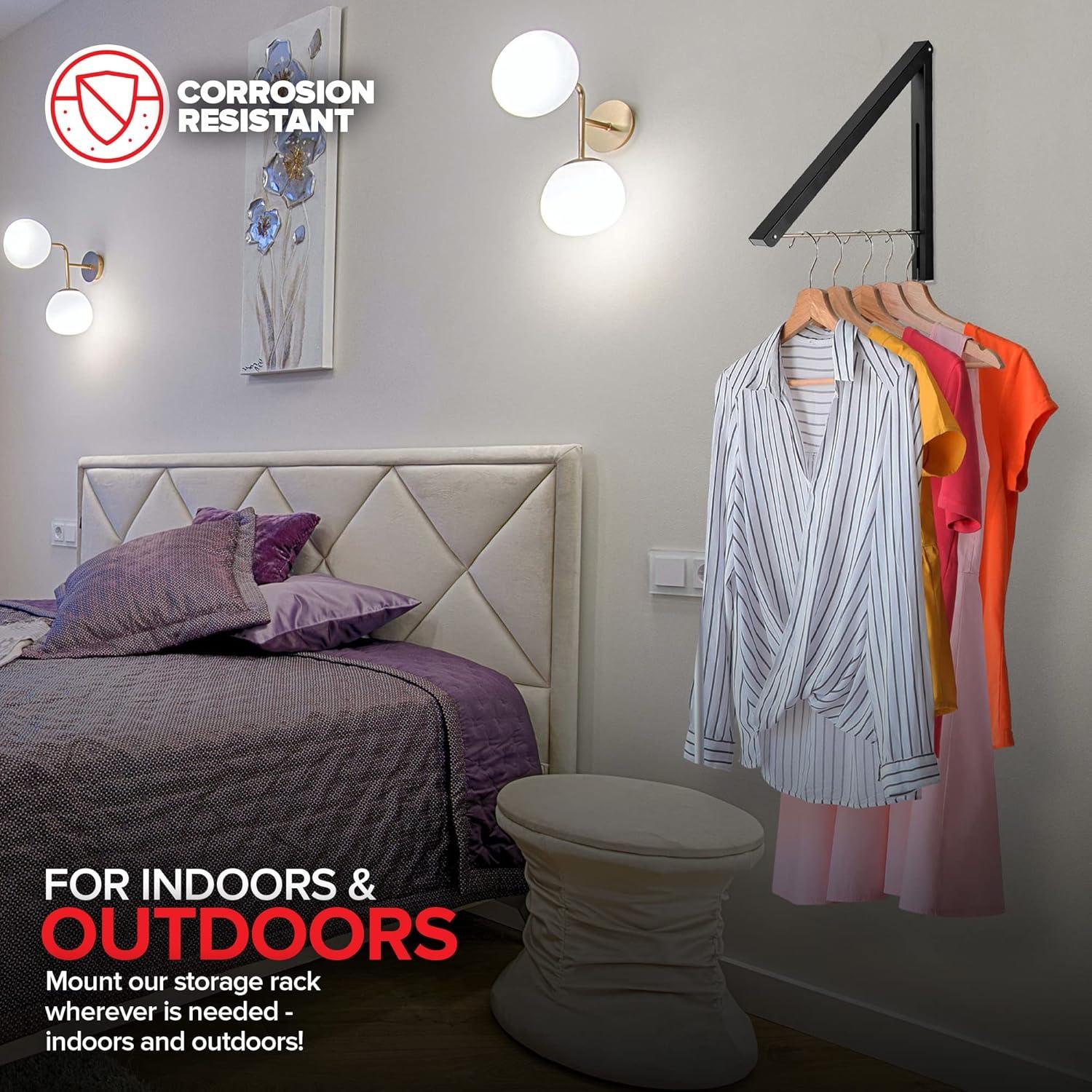 Perchero Plegable Montado en Pared Stock Your Home Negro 27.2kg