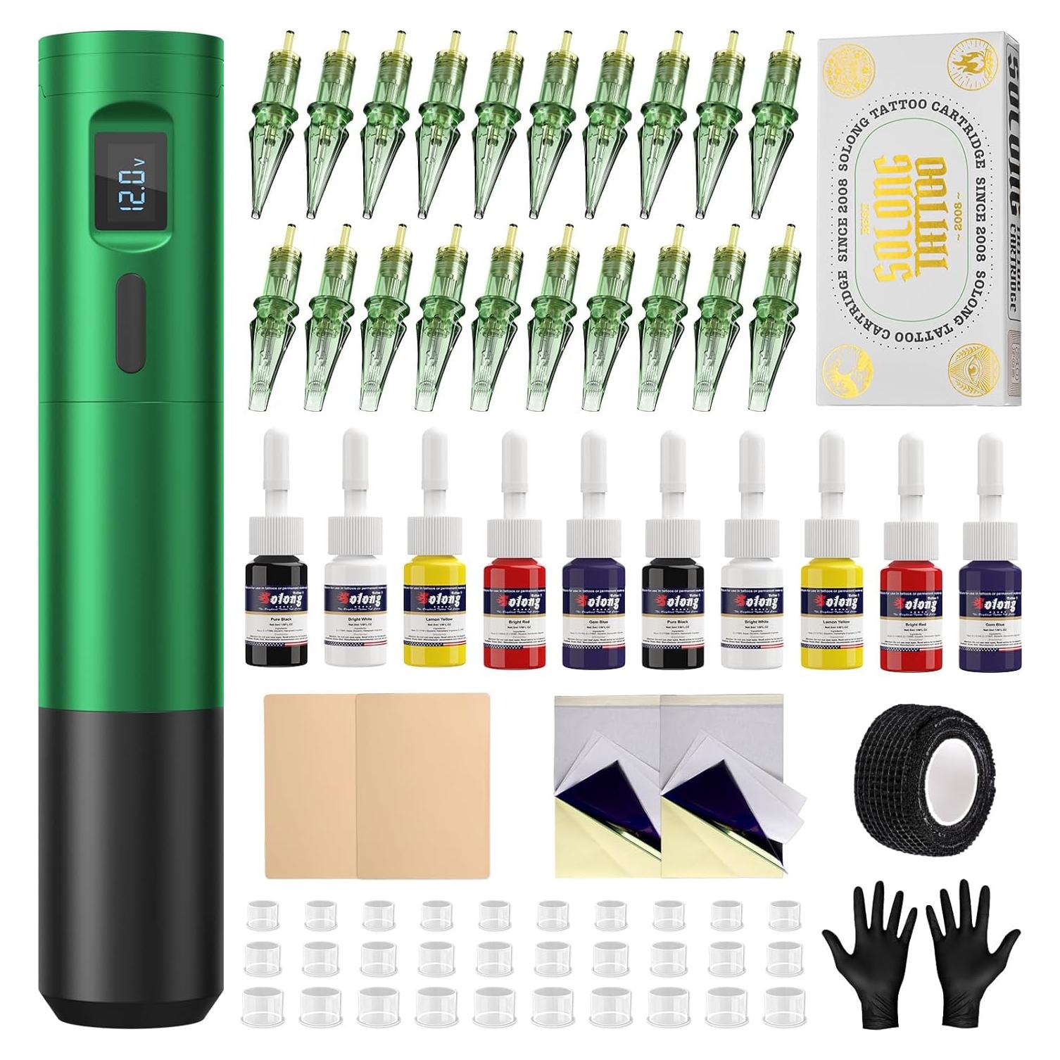 Máquina de Tatuaje Inalámbrica Effeer con Pantalla LED y Kit Completo