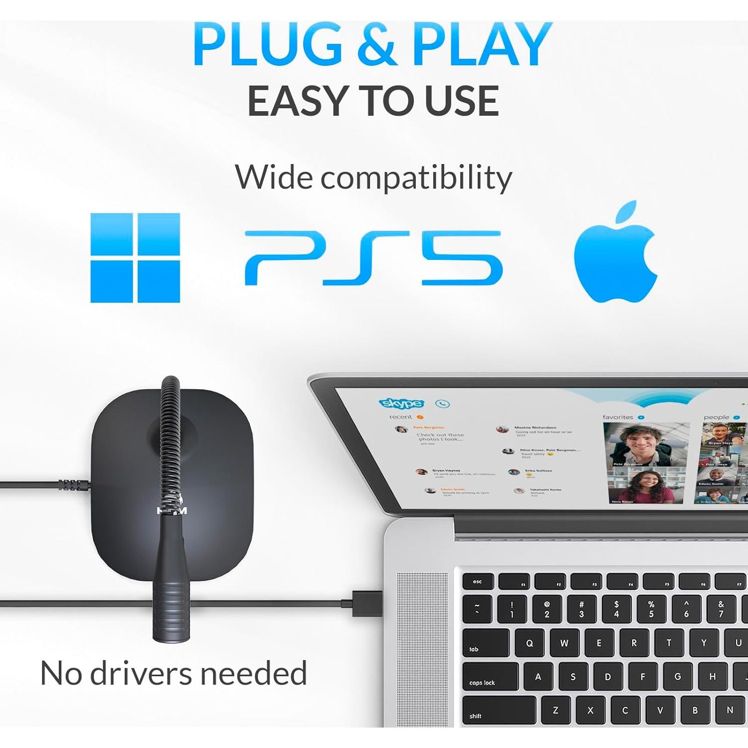 Micrófono de Escritorio USB KLIM Talk - Profesional, Negro