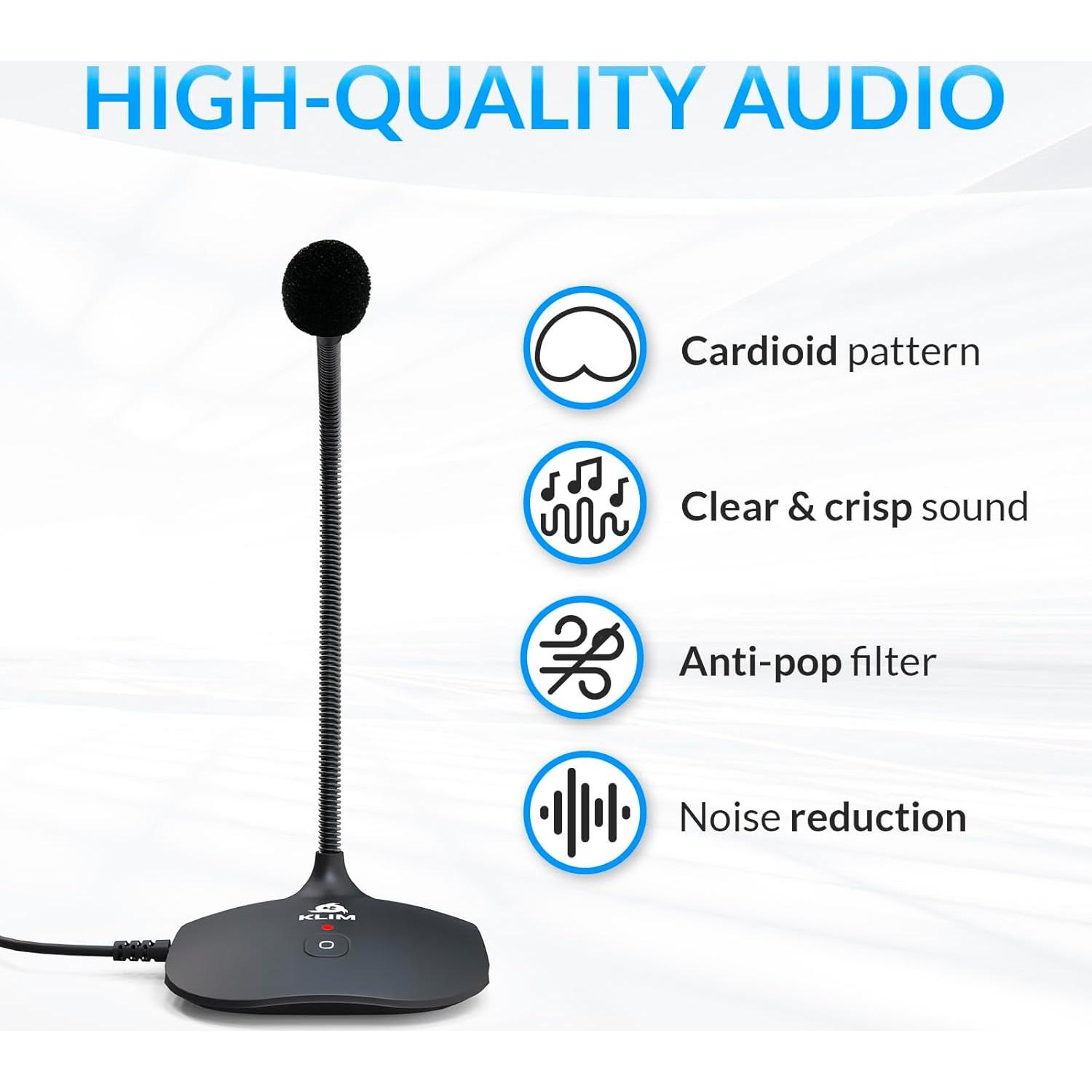 Micrófono de Escritorio USB KLIM Talk - Profesional, Negro