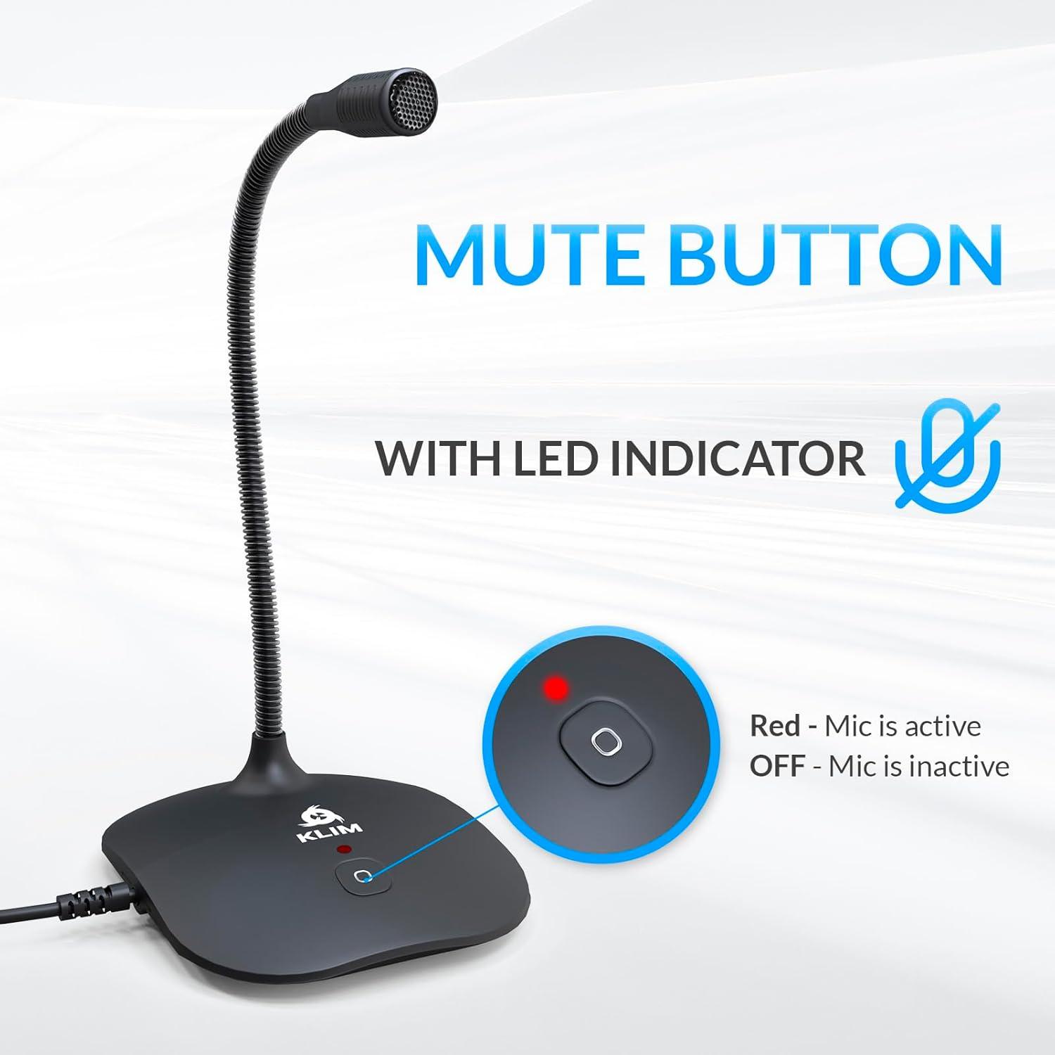 Micrófono de Escritorio USB KLIM Talk - Profesional, Negro