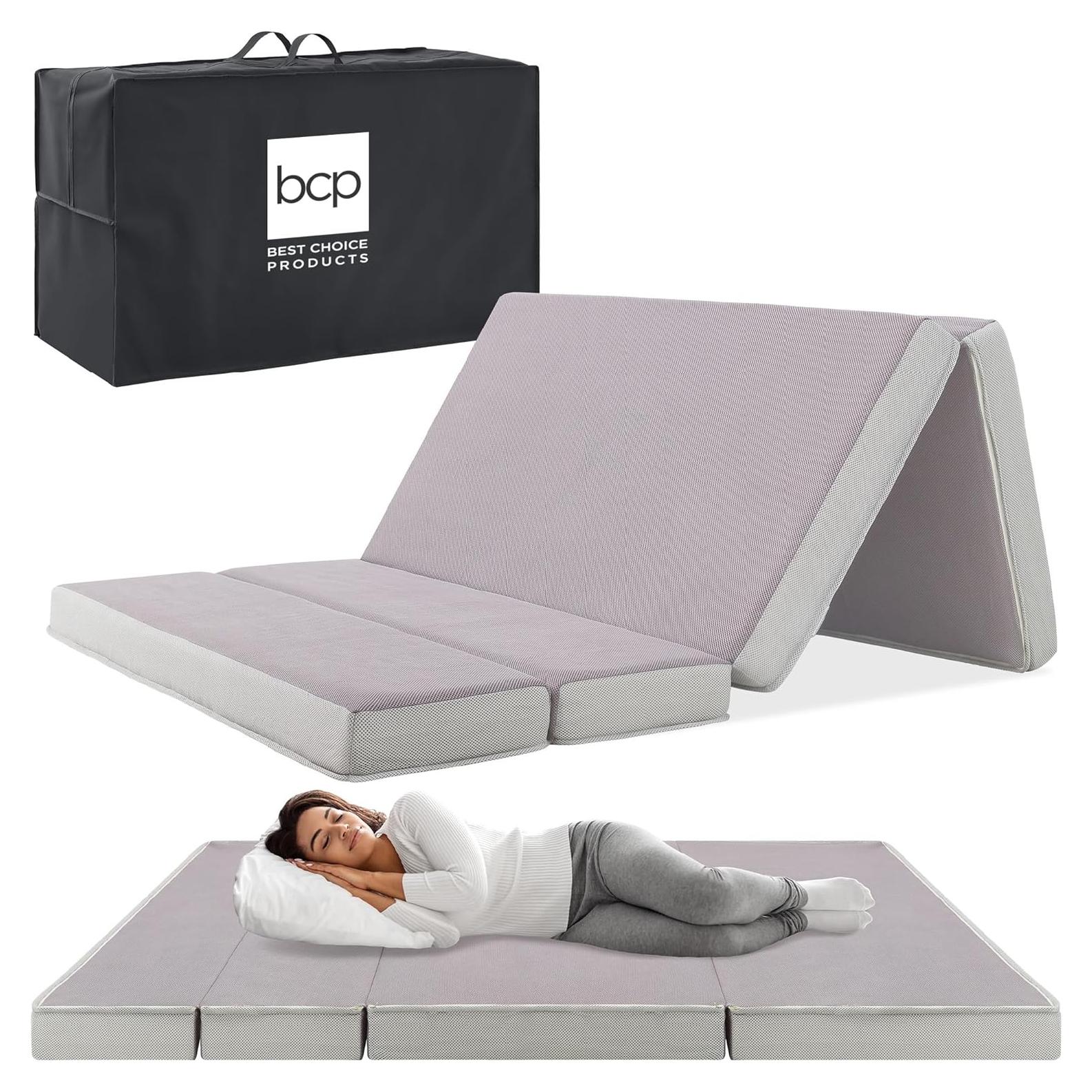 Colchón Plegable Portátil 10 cm Twin XL - Espuma Suave Gris