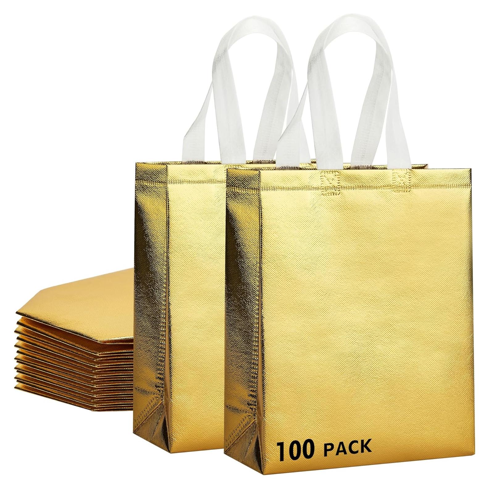 Bolsas de Regalo Reutilizables RACETOP Oro 100 Pcs 20x10x25 cm