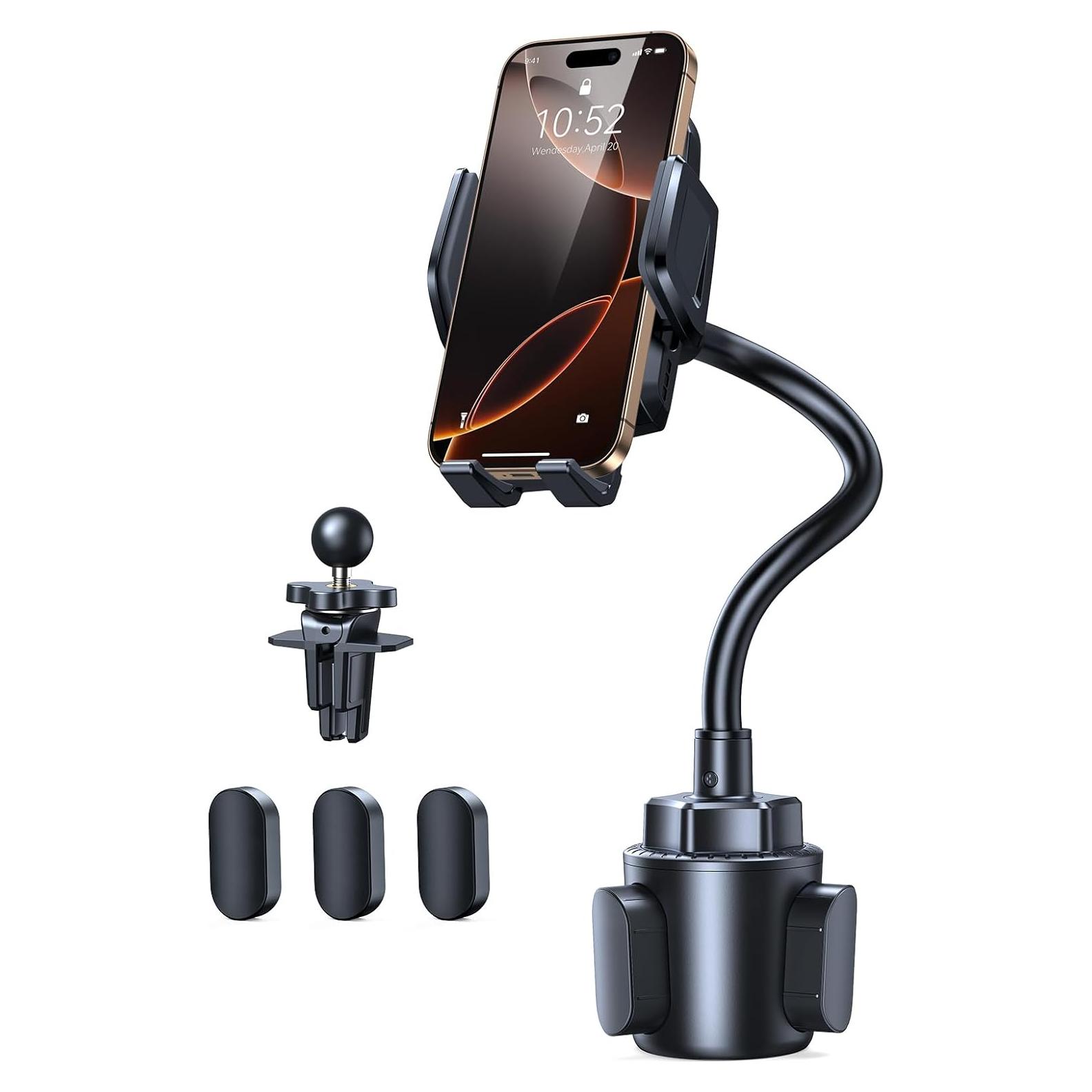 TECKNET Universal Car Cup Phone Holder – Adjustable Cradle Car Mount with Air Vent Phone Mount & Extra Grip Pads for iPhone, Samsung, All Smartphone