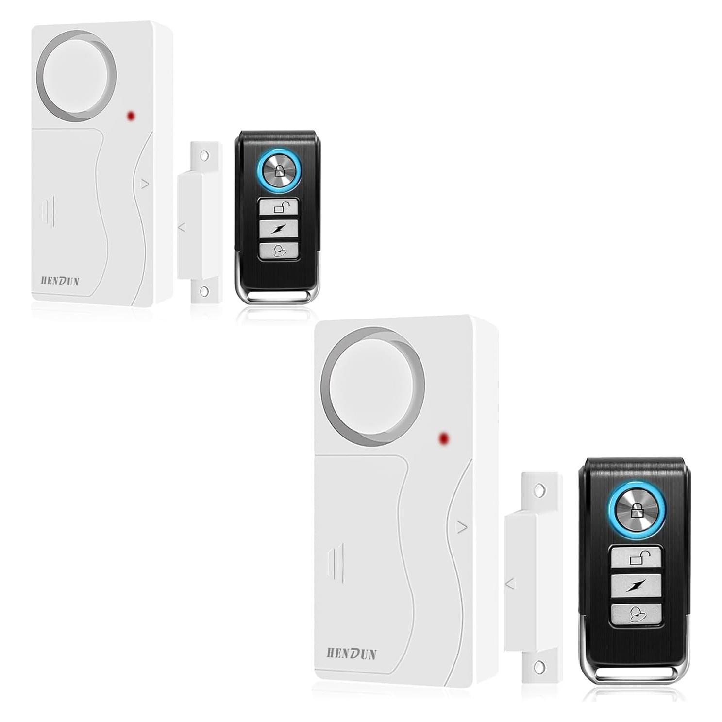 Alarmas de Puerta HENDUN con Control Remoto 2pack Baterías Incluidas