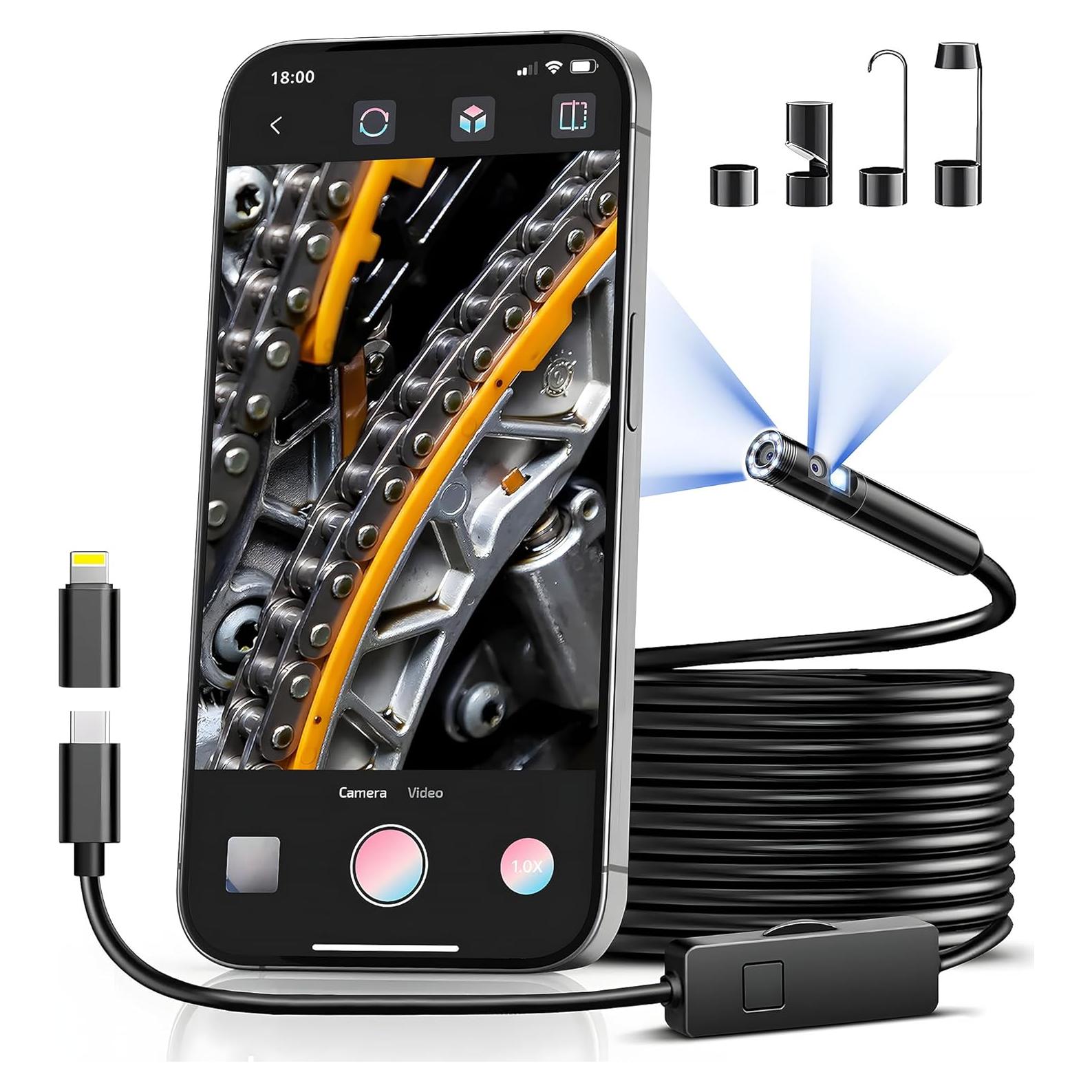 Borescopio Doble Lente Fulljion 1920P con Luz LED 5m