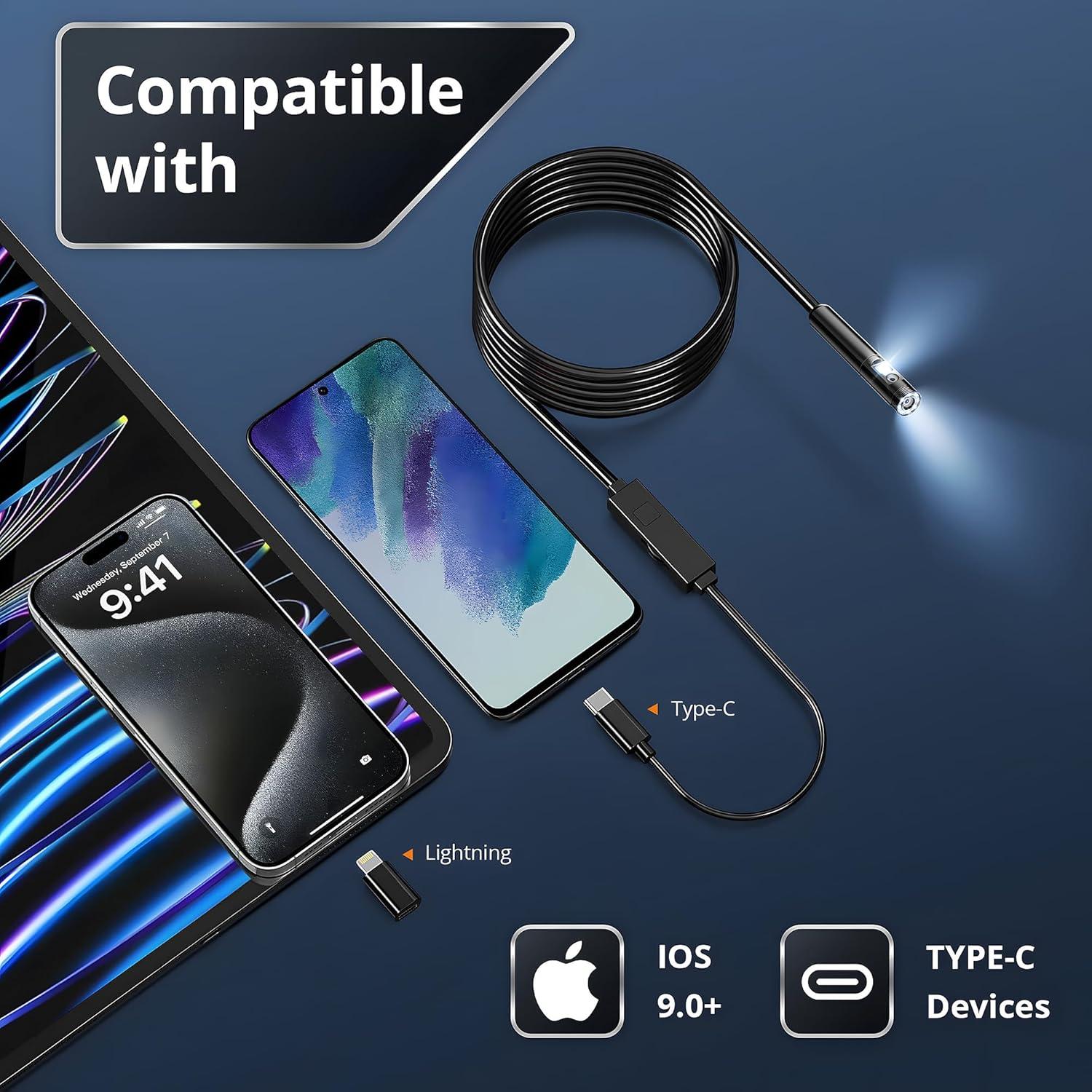 Borescopio Doble Lente Fulljion 1920P con Luz LED 5m