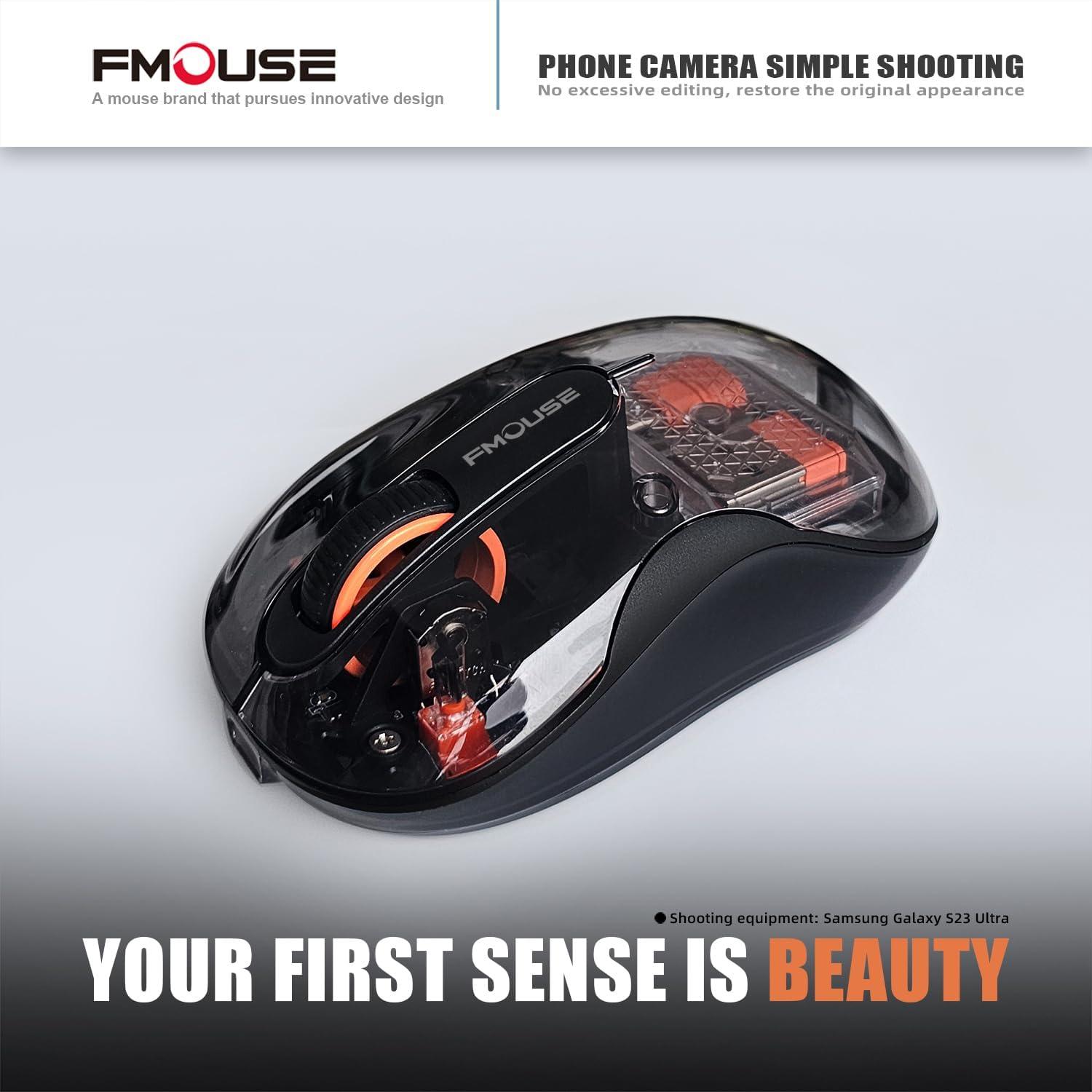 Ratón Inalámbrico FMOUSE M333 Transparente USB-C 2400DPI