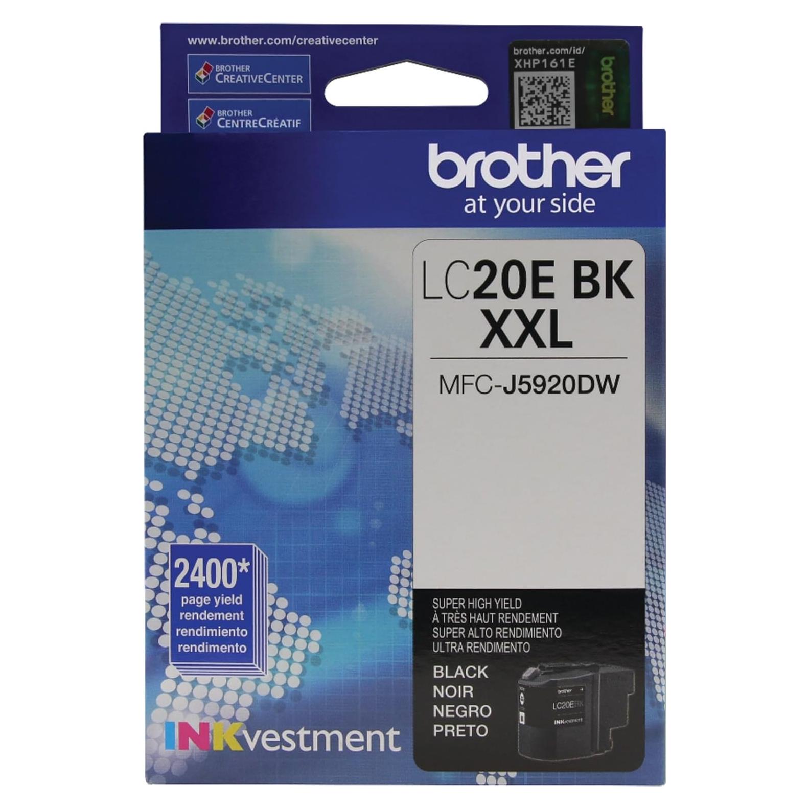 Cartucho de Tinta Negra Brother LC20EBK Alto Rendimiento 2400 Páginas