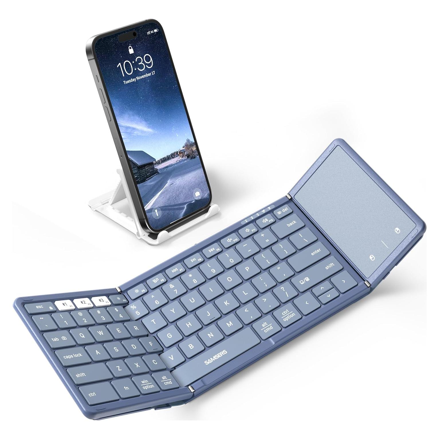 Teclado Bluetooth Plegable Samsers con Touchpad, Azul