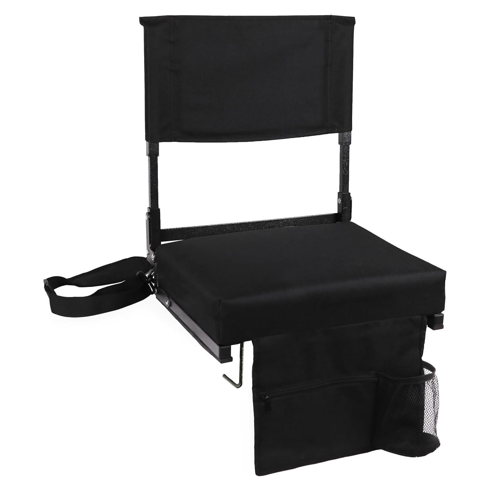 Silla de Estadio Plegable JST GAMEZ ST-01-BK-ULTRA con Respaldo Alto y Cojín