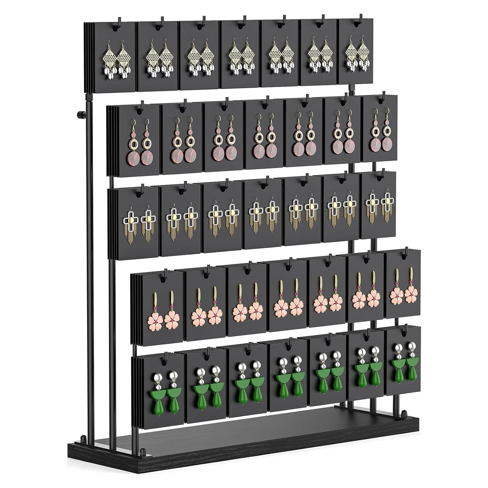 Exhibidor de Joyería ORLESS Negro con 35 Ganchos y 70 Compartimentos