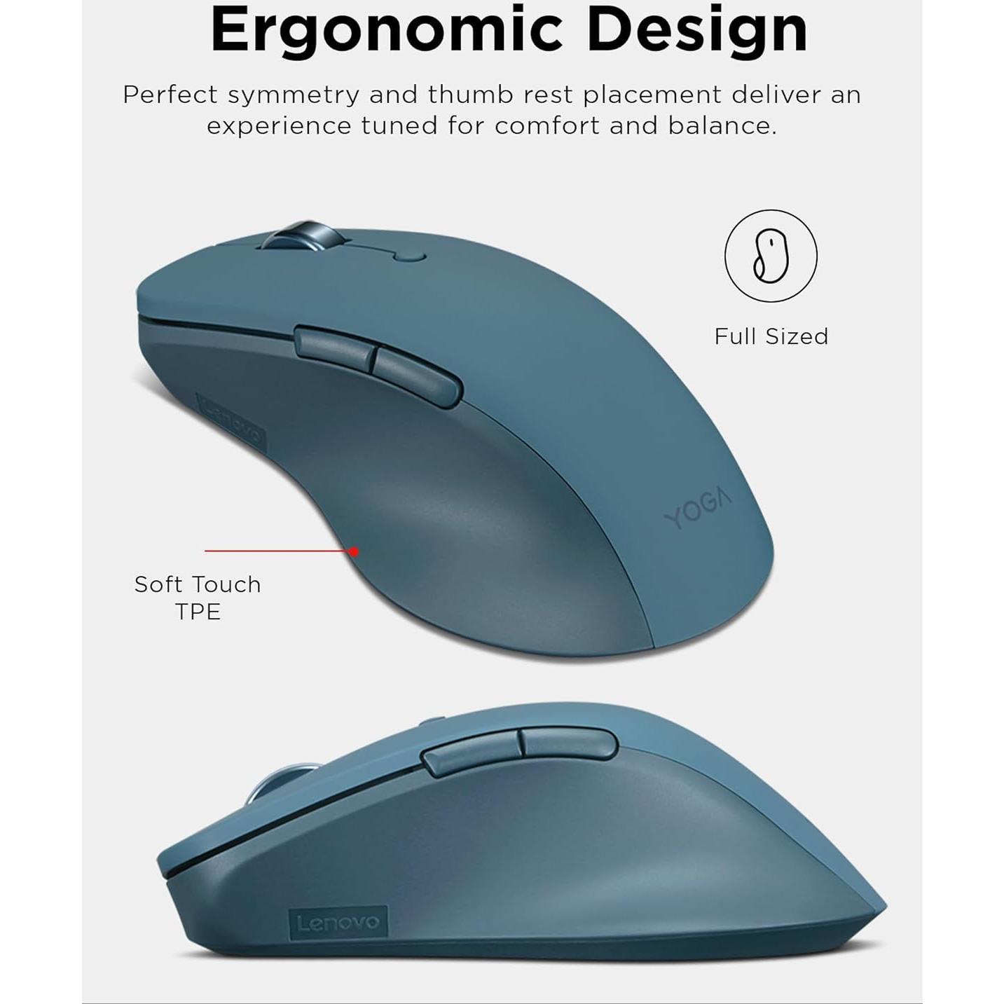 Mouse Bluetooth Lenovo Yoga Pro Teal Tidal, Recargable USB-C