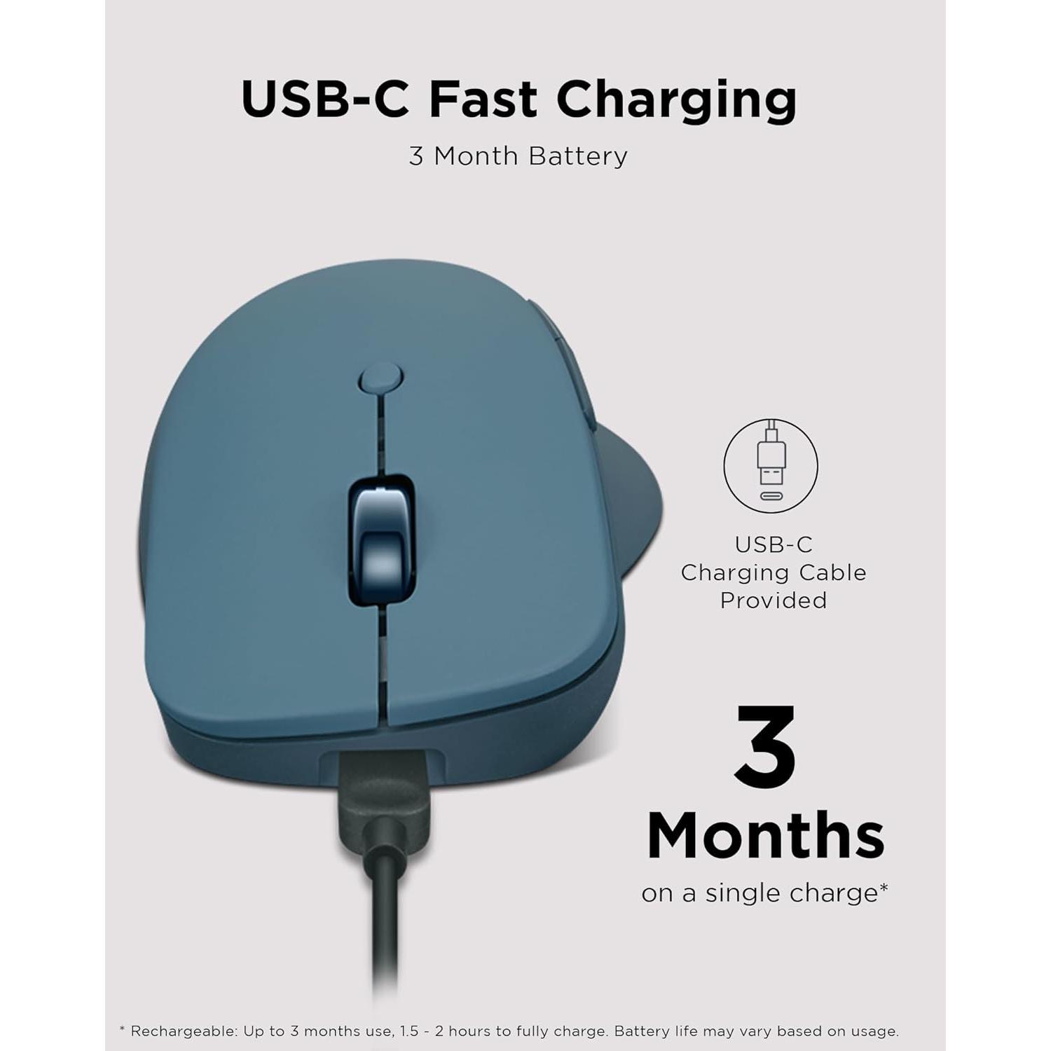 Mouse Bluetooth Lenovo Yoga Pro Teal Tidal, Recargable USB-C