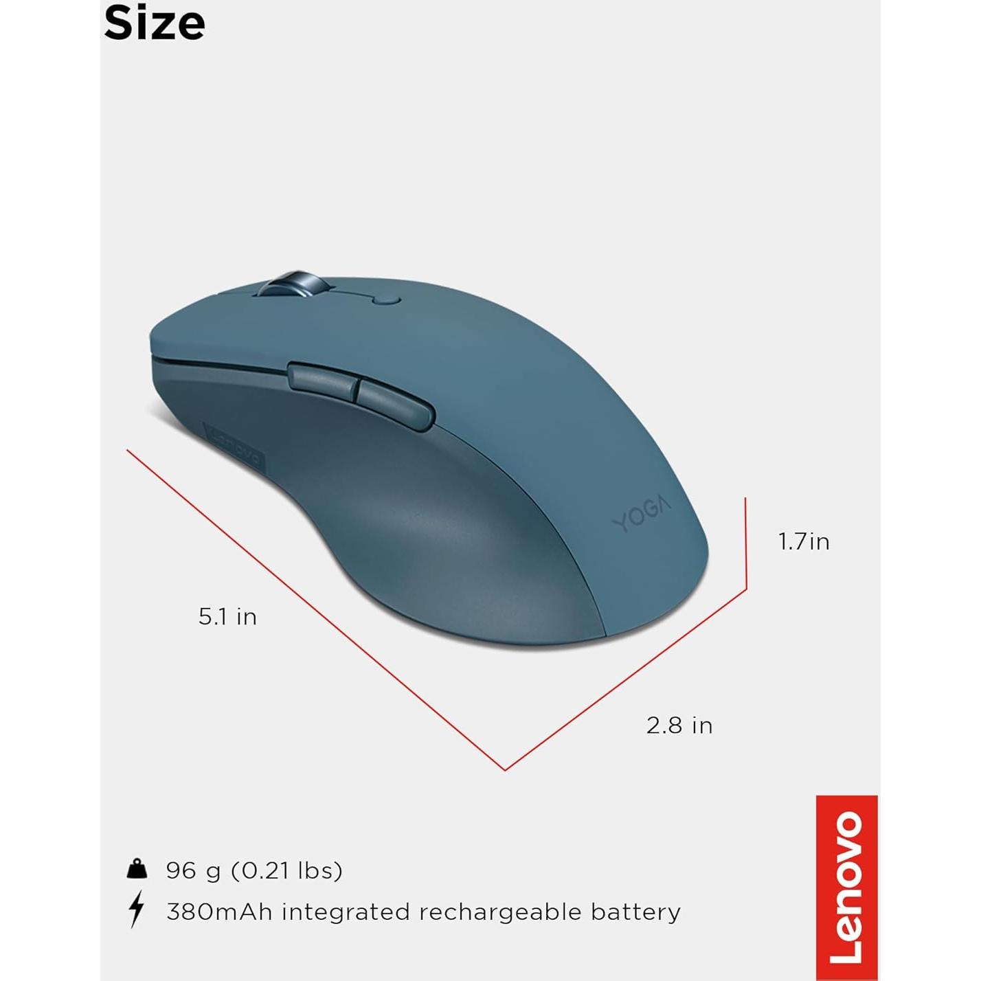 Mouse Bluetooth Lenovo Yoga Pro Teal Tidal, Recargable USB-C