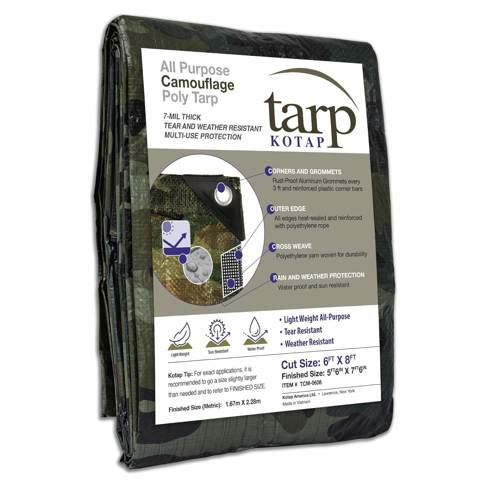 Lona Multiusos Impermeable Kotap 1.68x2.29m Camuflaje