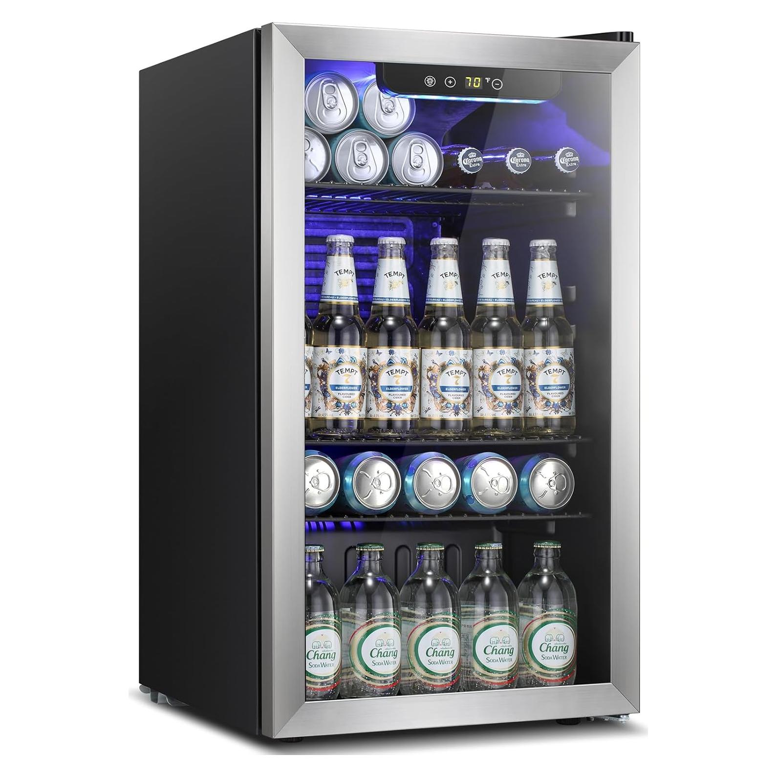 Refrigerador de Bebidas Kismile 130 Latas 3.2 Pies Cúbicos Plata