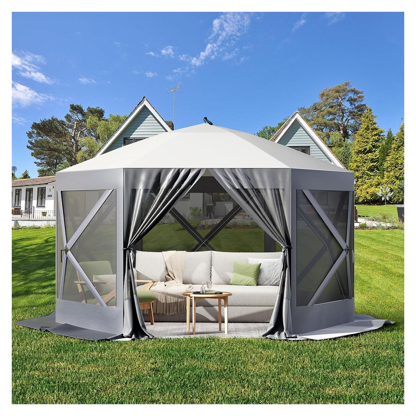 Gazebo Plegable ChicCoutured 3x3m Impermeable con Mosquitera