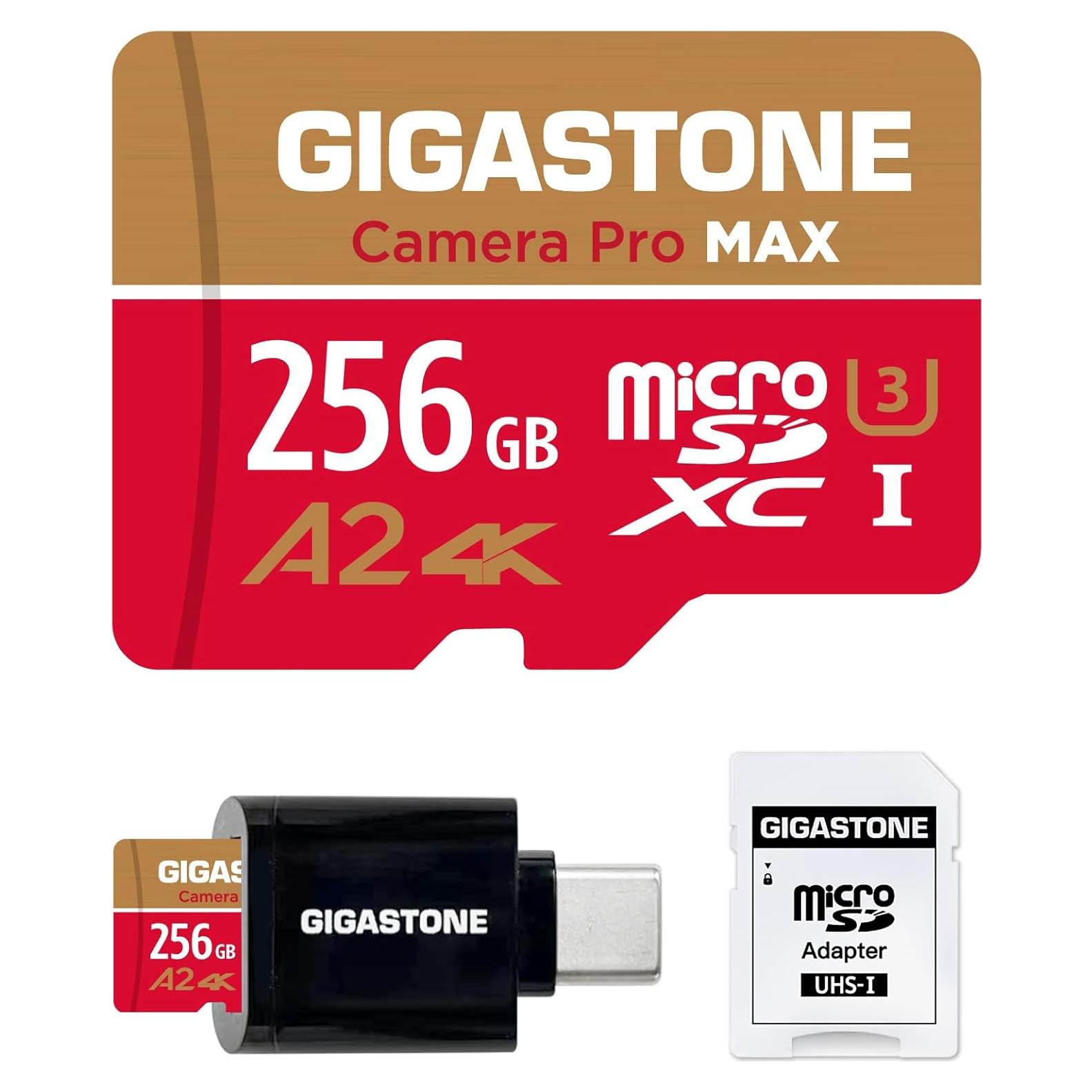 GIGASTONE Micro SD 256GB + Lector USB Tipo C 4K UHD