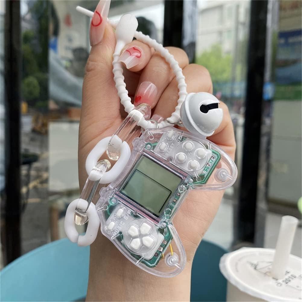 Pendant Retro Classic Game Console Keychain Playable Electronic Miniature Handheld Mini Games Machine with Keychain Ring Gift (MM)