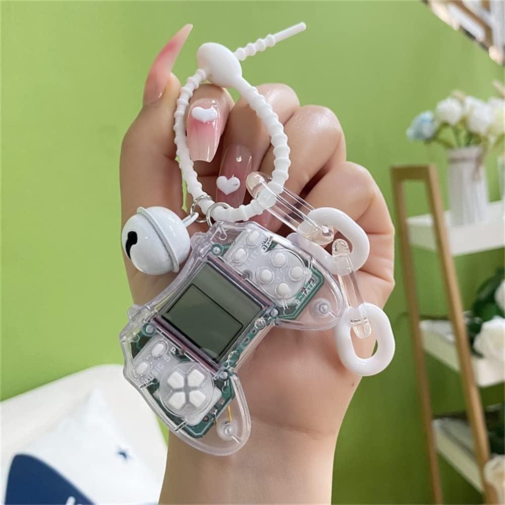 Pendant Retro Classic Game Console Keychain Playable Electronic Miniature Handheld Mini Games Machine with Keychain Ring Gift (MM)