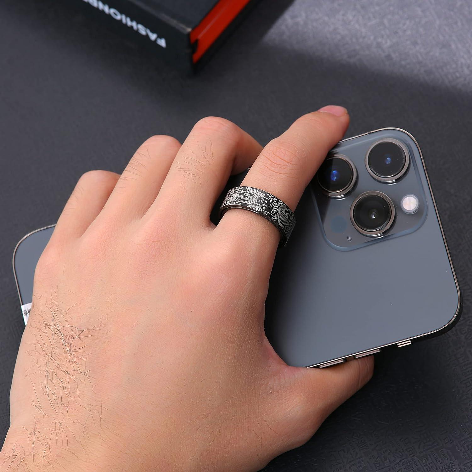 Anillo Giratorio de Acero Inoxidable Adreamz 8mm Negro