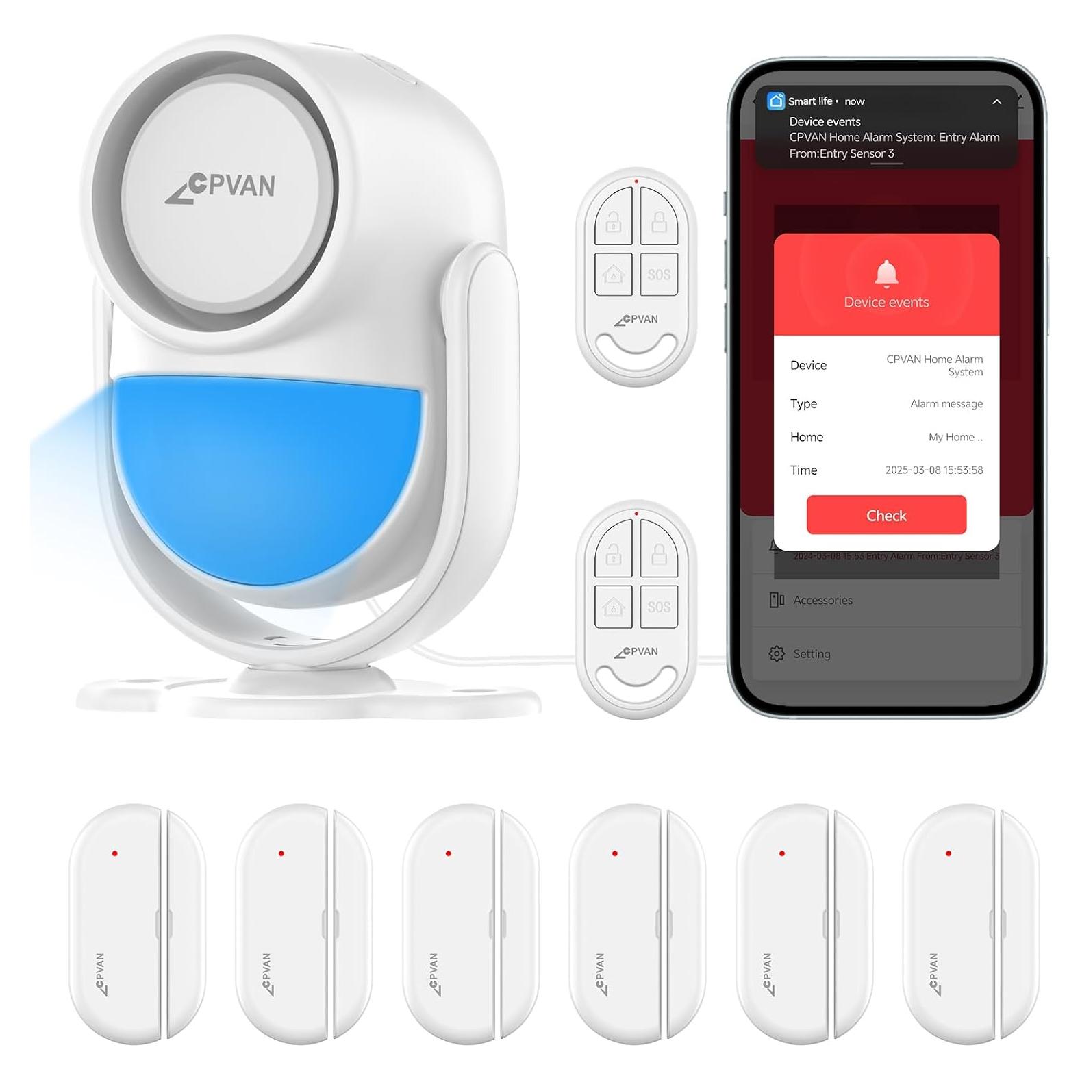 Sistema de Alarma Inalámbrico CPVAN con 6 Sensores y 2 Remotos