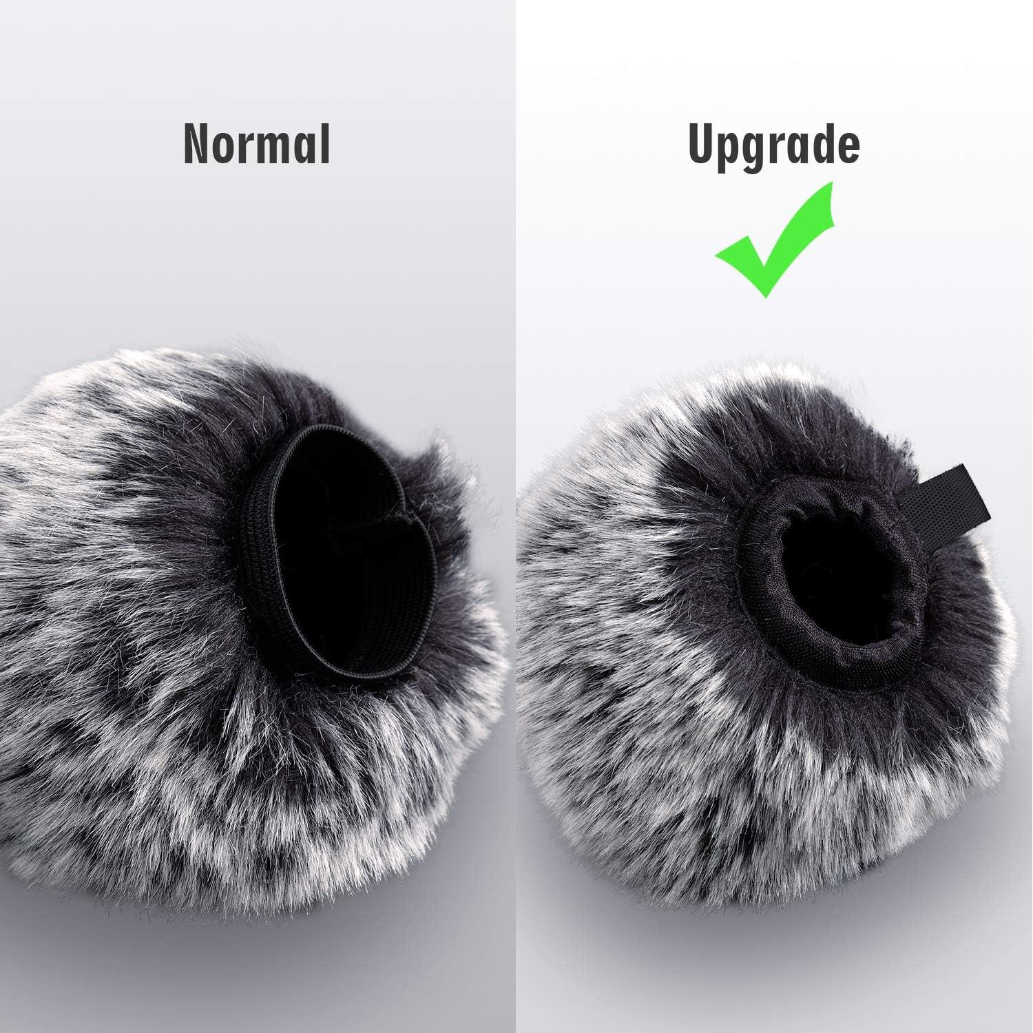 Windscreen Pop Filter Compatible with AT2020,Mic Foam Cover+Furry Windscreen Muff Wind Compatible with Audio Technica at2020 at2035 at2500 at2050 at4040,Chromlives Furry & Foam Microphone Cover 2Pack