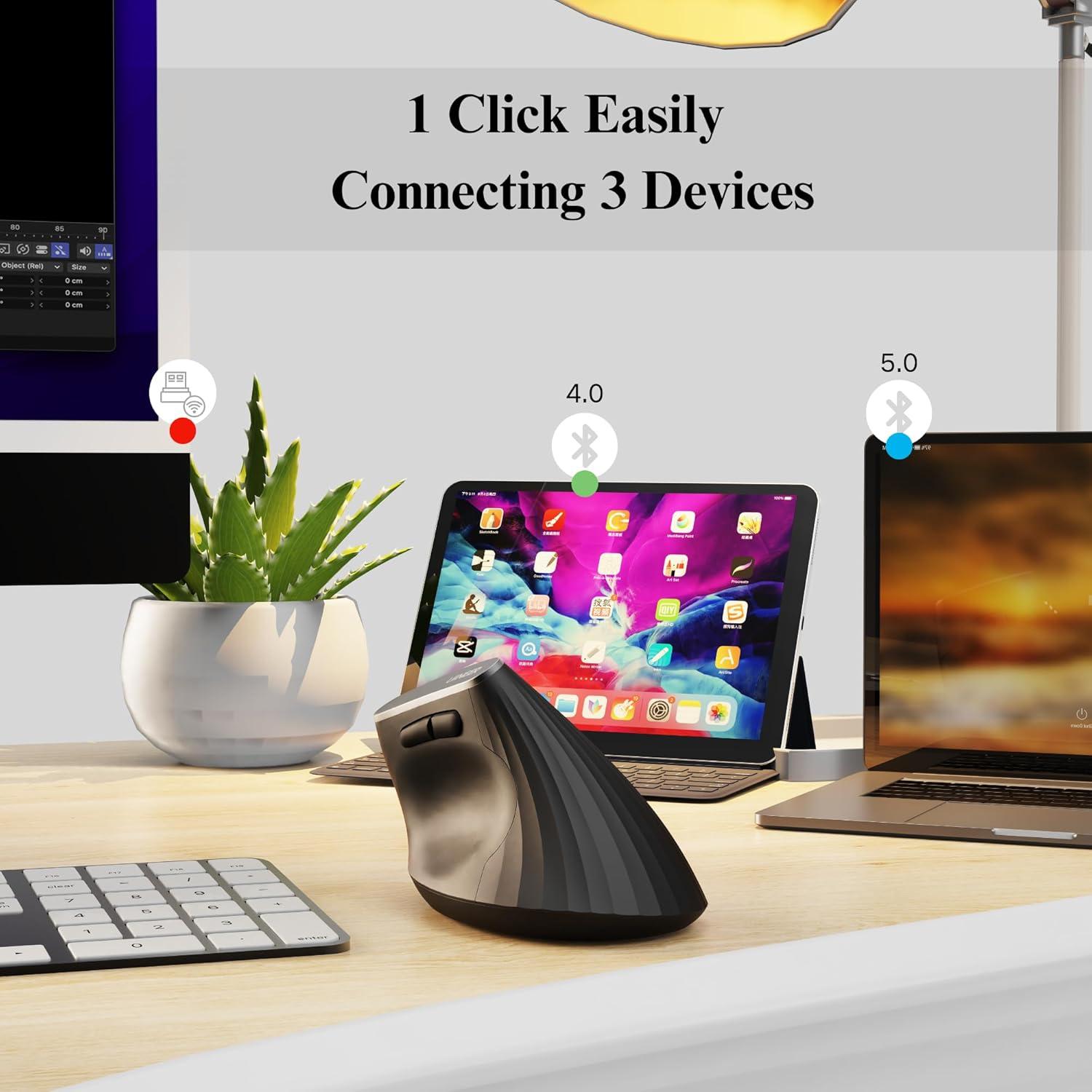 Ratón Vertical Inalámbrico Uineer A06 Ergonómico Negro