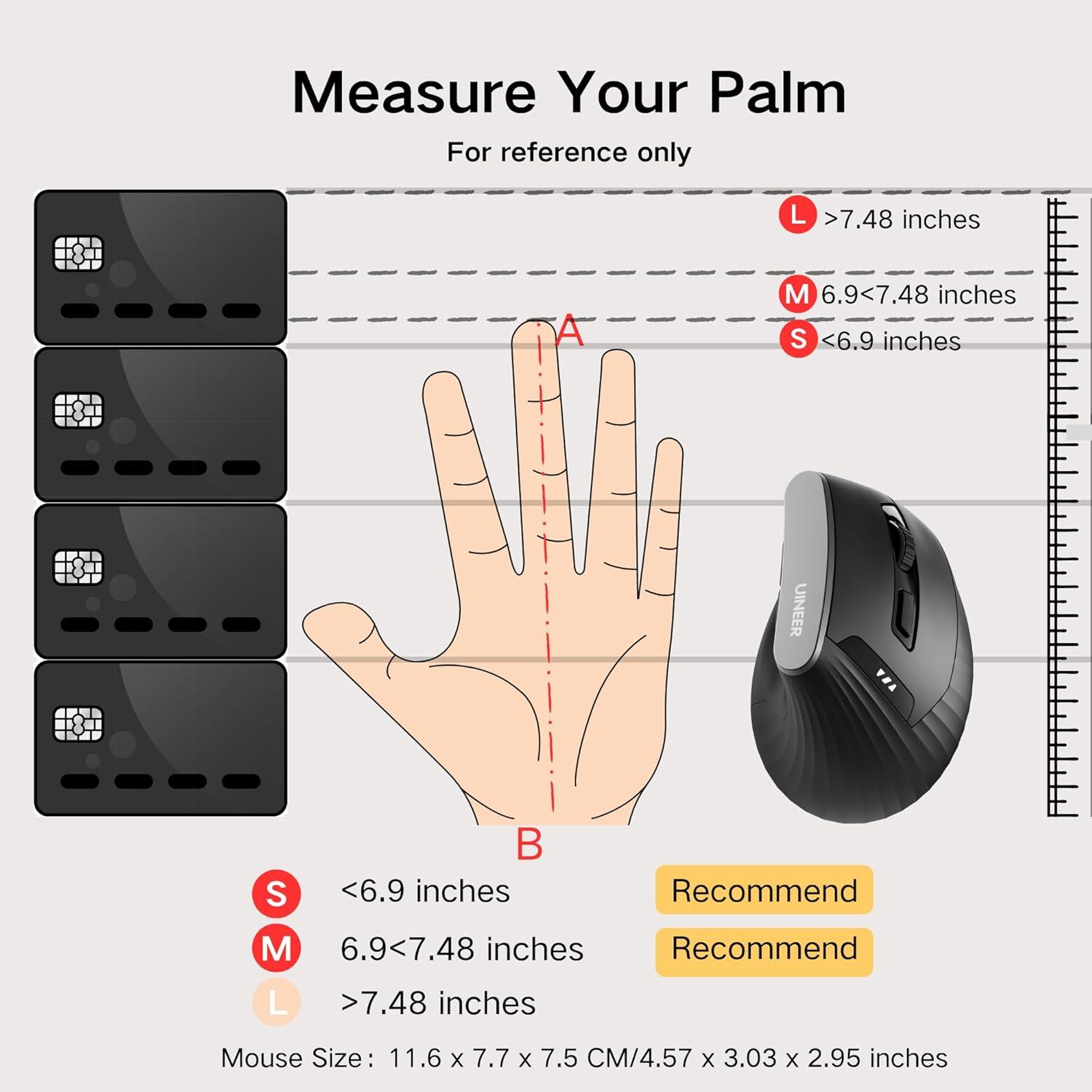Ratón Vertical Inalámbrico Uineer A06 Ergonómico Negro