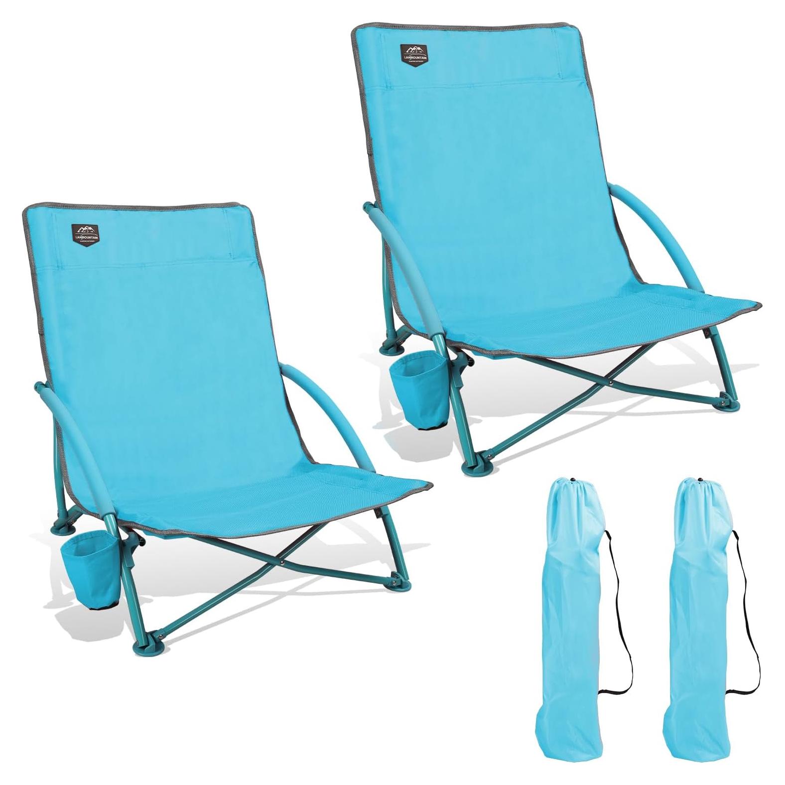 Paquete de 2 Sillas de Playa Bajas LANMOUNTAIN Azul