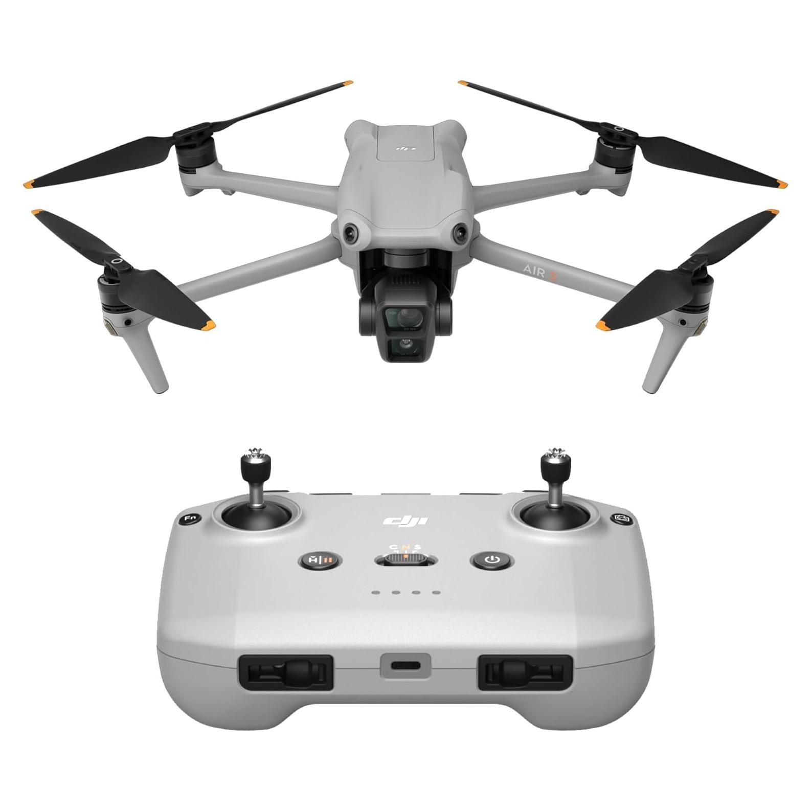 Drone DJI Air 3 RC-N2, 48MP, 4K, 46 min vuelo, Detección Obstáculos