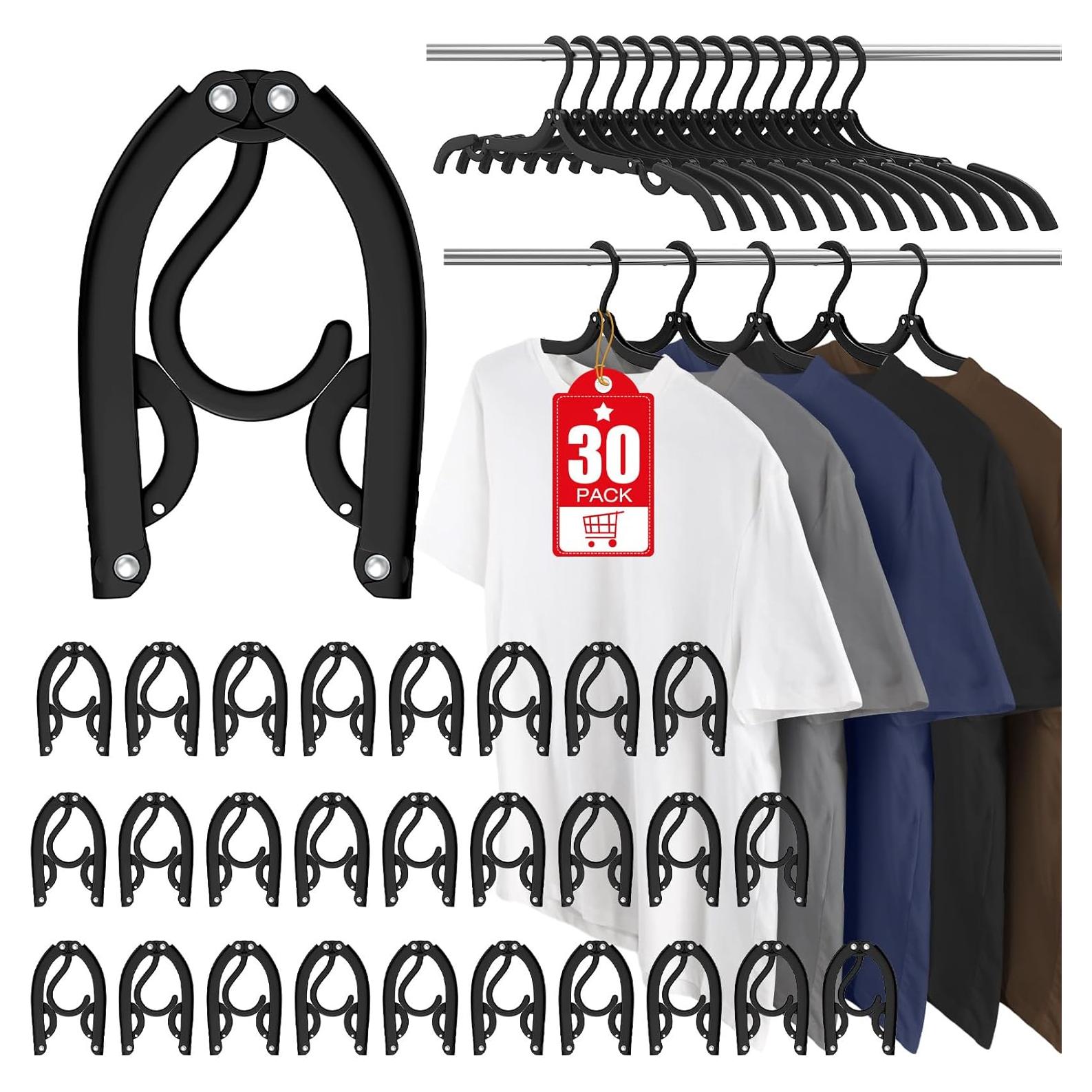 30 Perchas Plegables de Viaje Besslly - Organizador Negro