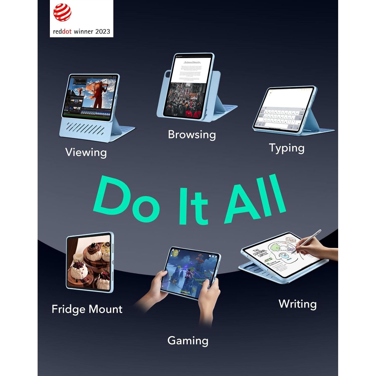 Funda ESR para iPad Air 13" M3/M2 2024/2025, Soporte Ajustable