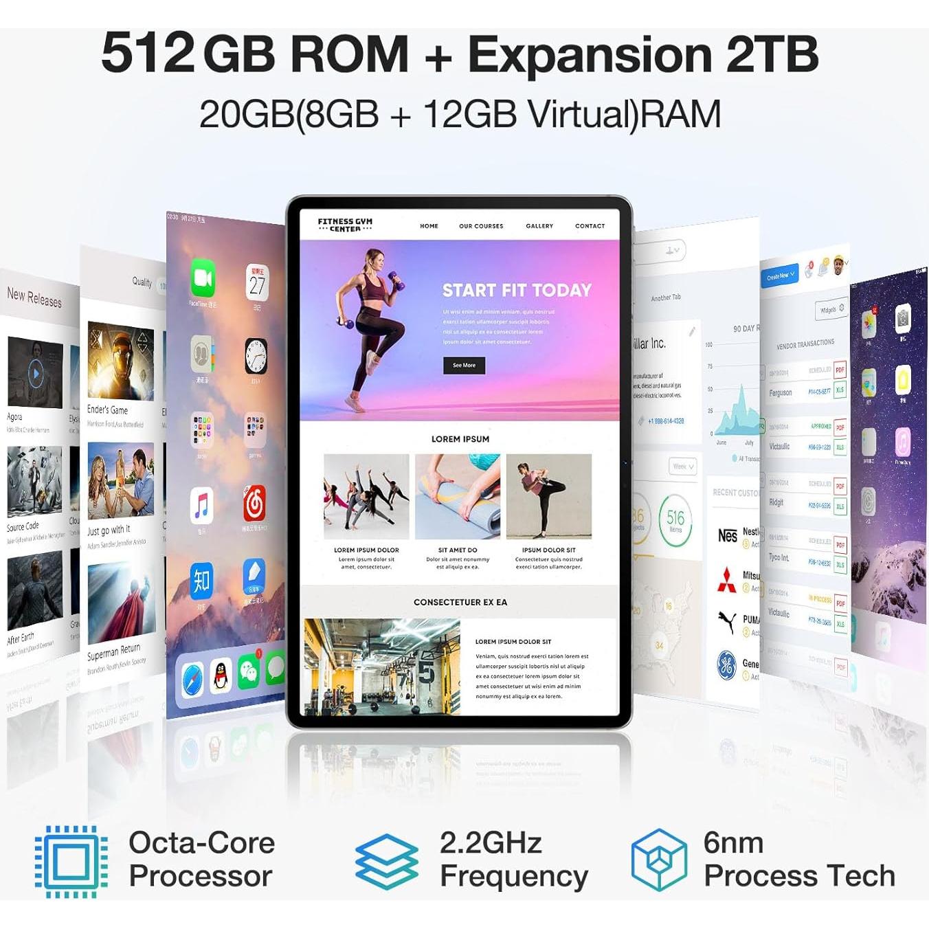 Tableta DOOGEE T30 Max 12.4" 4K 20GB RAM 512GB Android 14