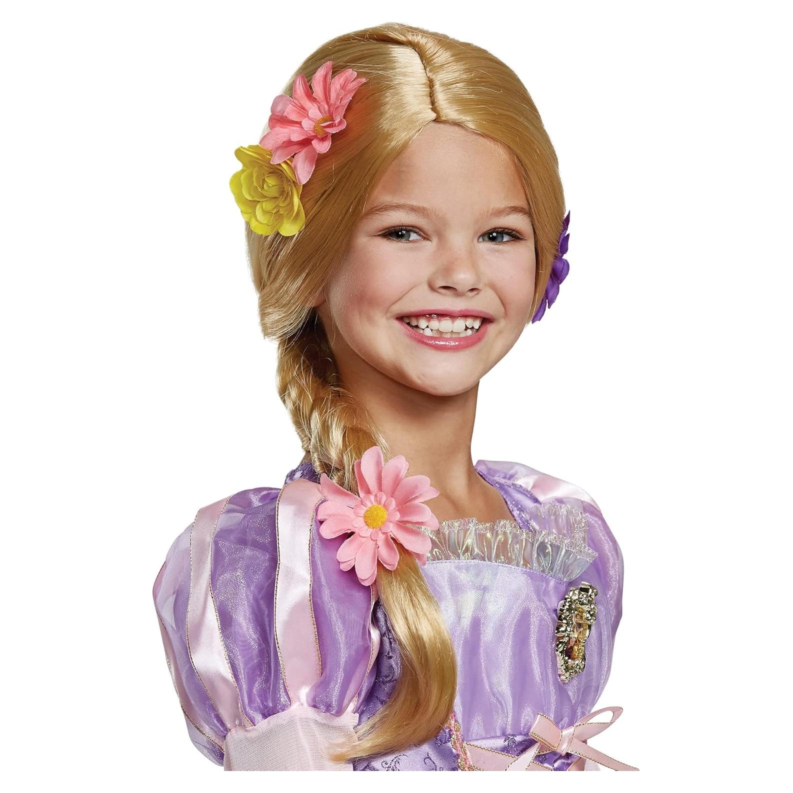 Peluca Deluxe Rapunzel Enredados Niñas 35.5 cm Flores