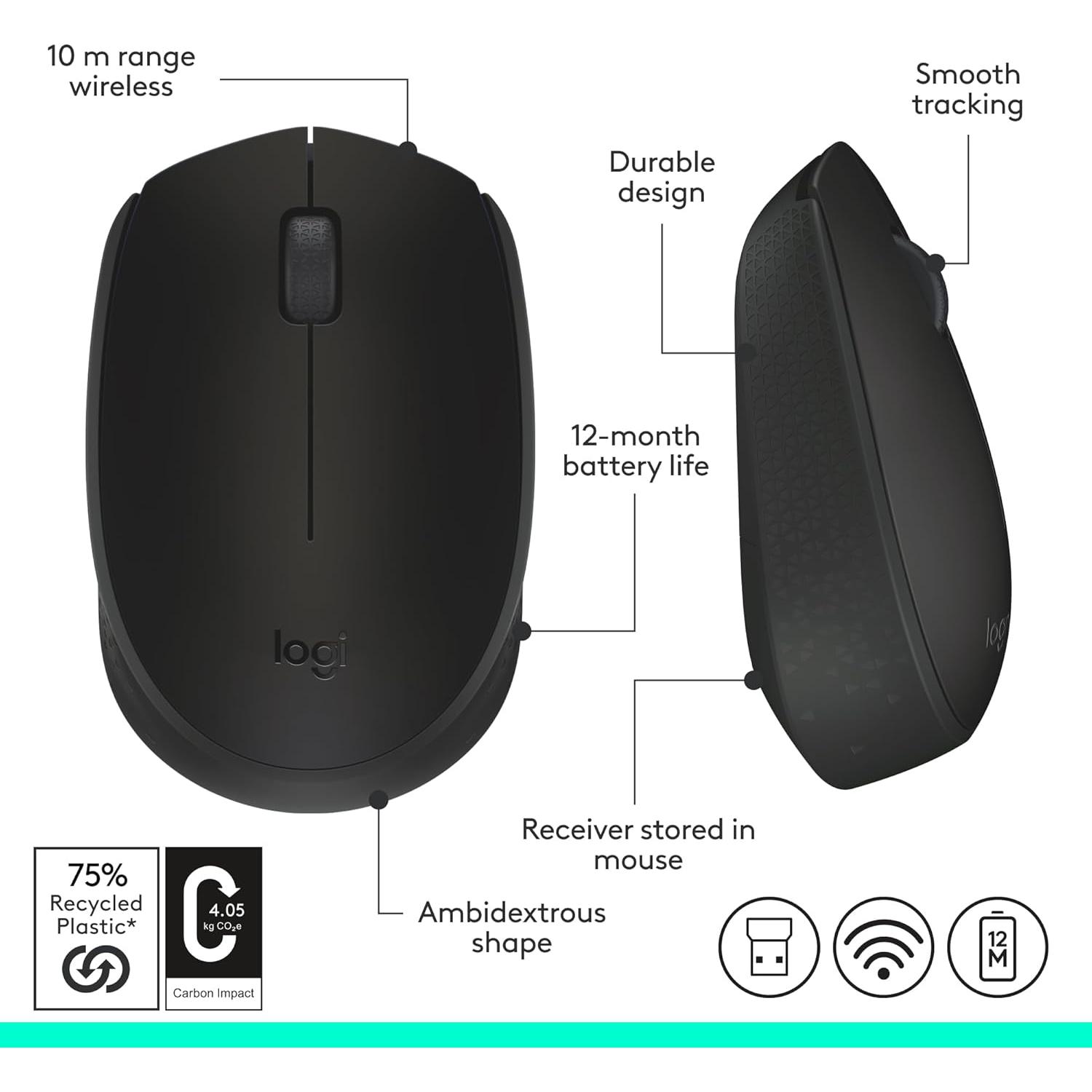 Ratón Inalámbrico Logitech M170 Negro 2.4 GHz Óptico