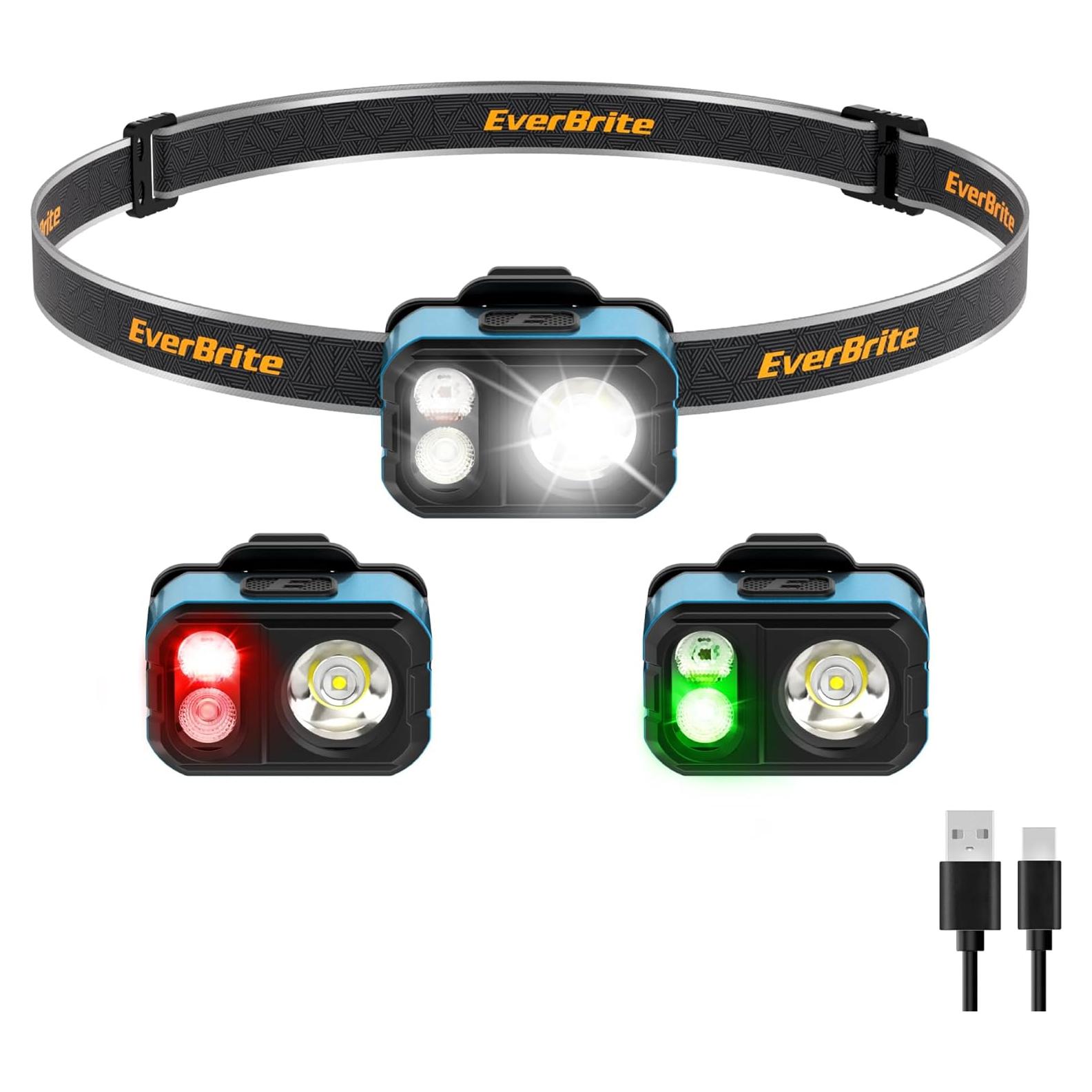 Linterna Frontal LED Recargable EverBrite, 7 Modos, IP67, 45g