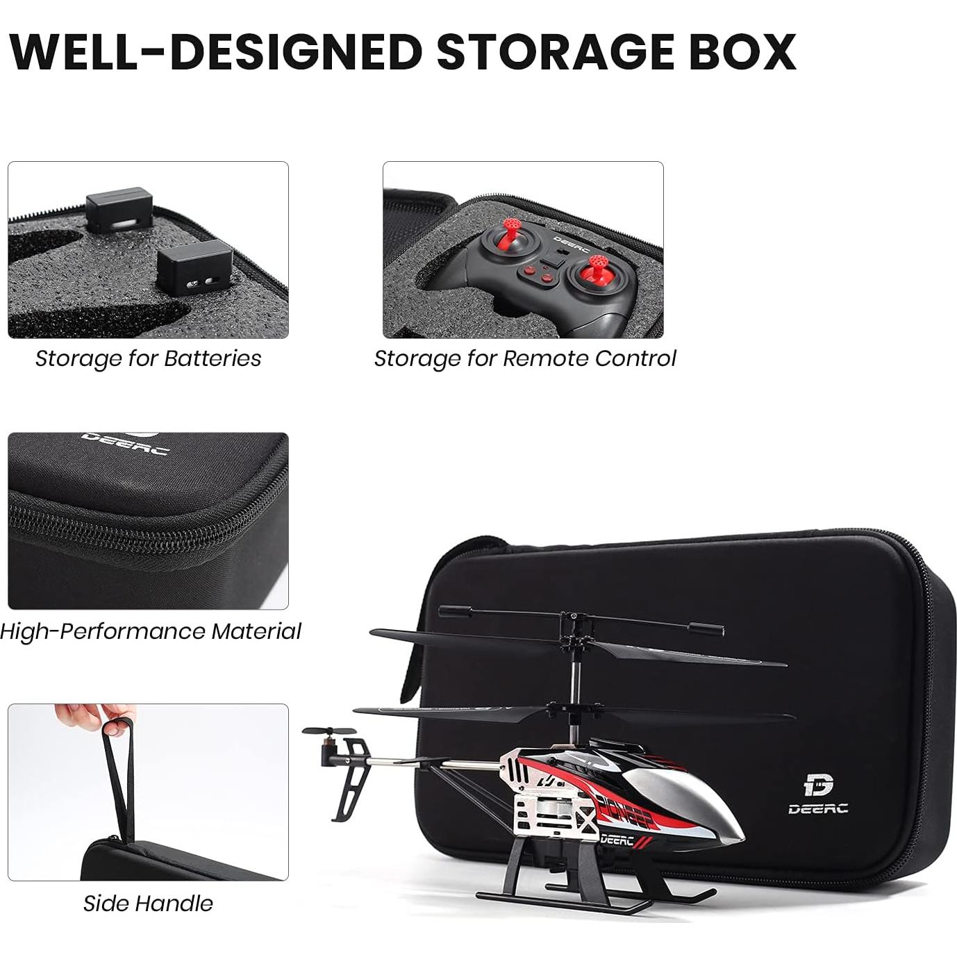 DEERC DE52 Remote Control Helicopter,Altitude Hold RC Helicopters with Storage Case Extra Shell,2.4GHz Aircraft Indoor Flying Toy with High&Low Speed Mode,2 Modular Battery for 24 Min Play Boys Girls