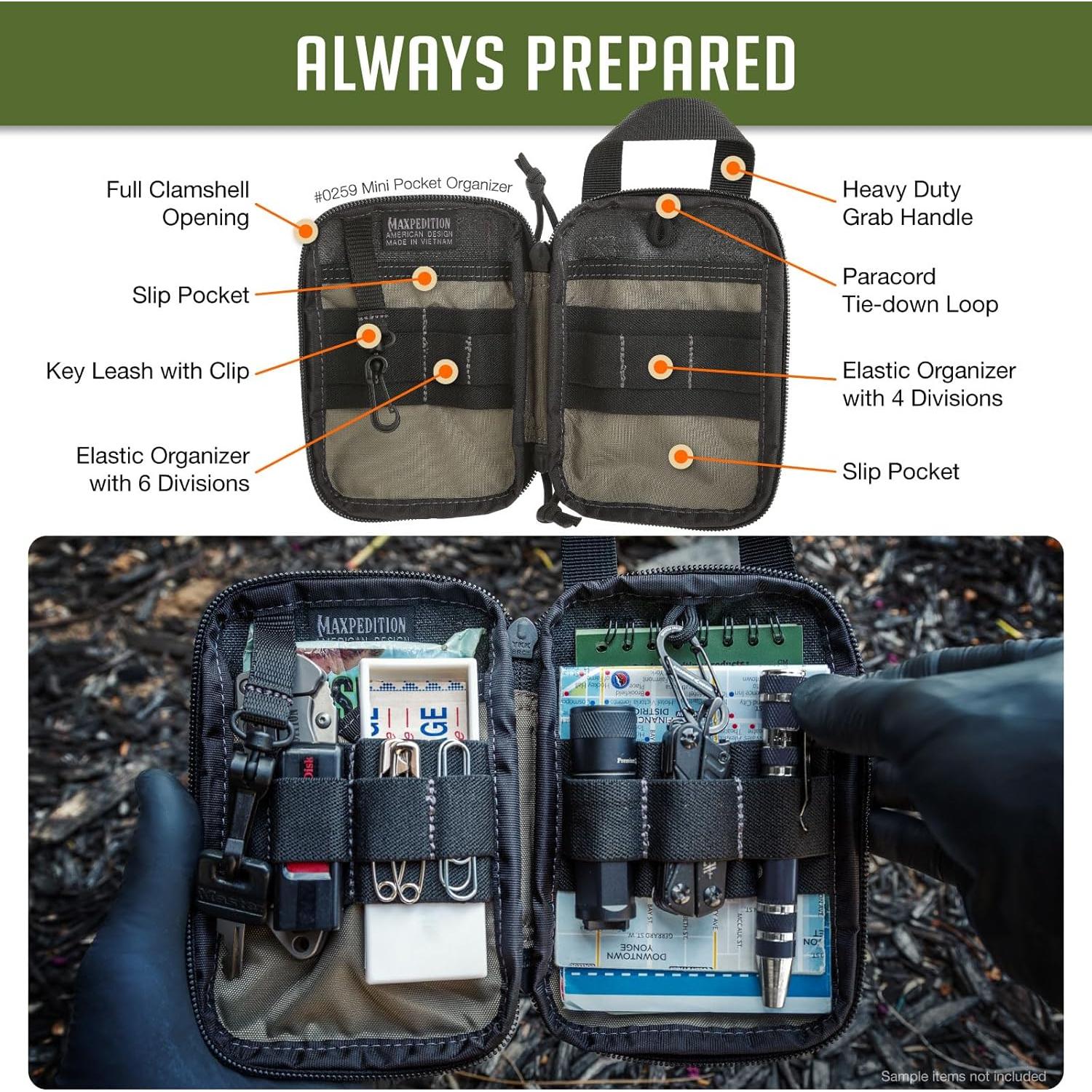 Organizador de bolsillo Maxpedition Mini EDC Negro 15x10 cm