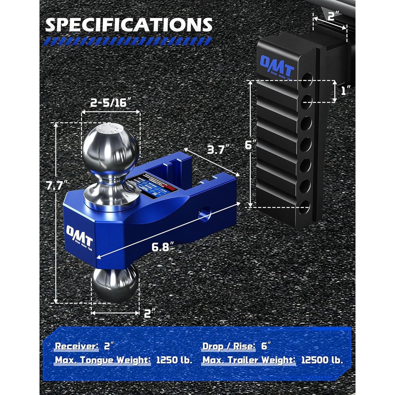 Enganche de Remolque Ajustable Orion Motor Tech 15.24 cm 5670 kg