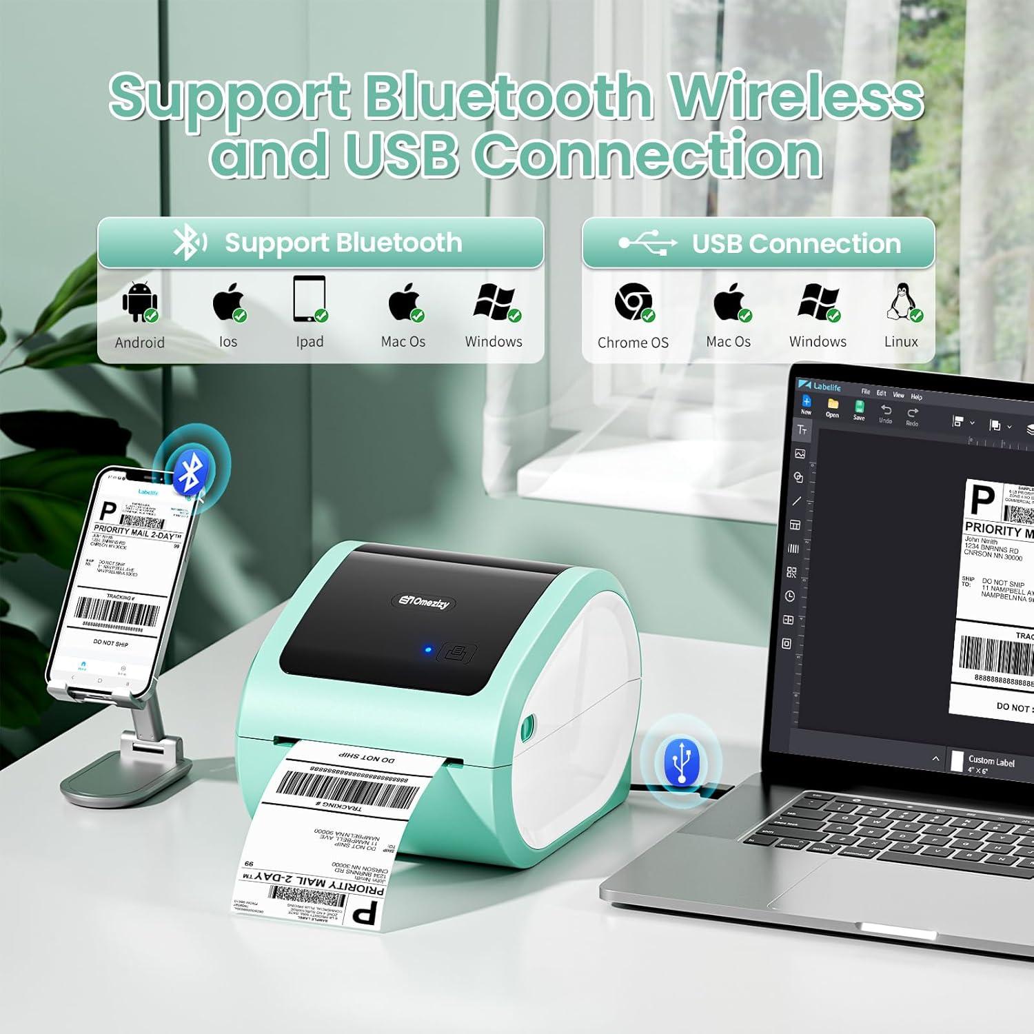 Impresora de Etiquetas Térmicas Bluetooth Omezizy D520BT 4x6